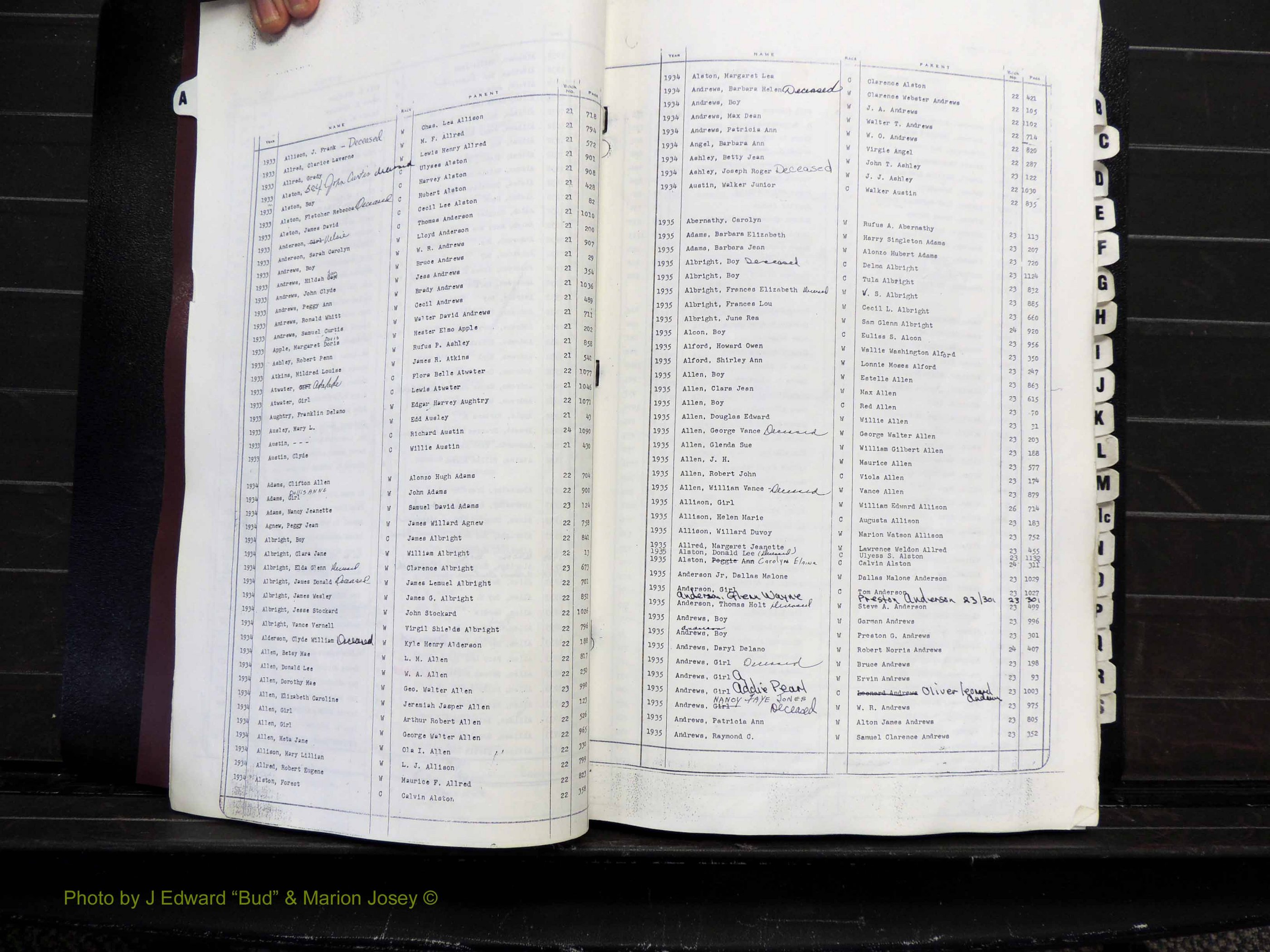Alamance Co, NC, Births, A-Z, 1913-1940 (109).JPG