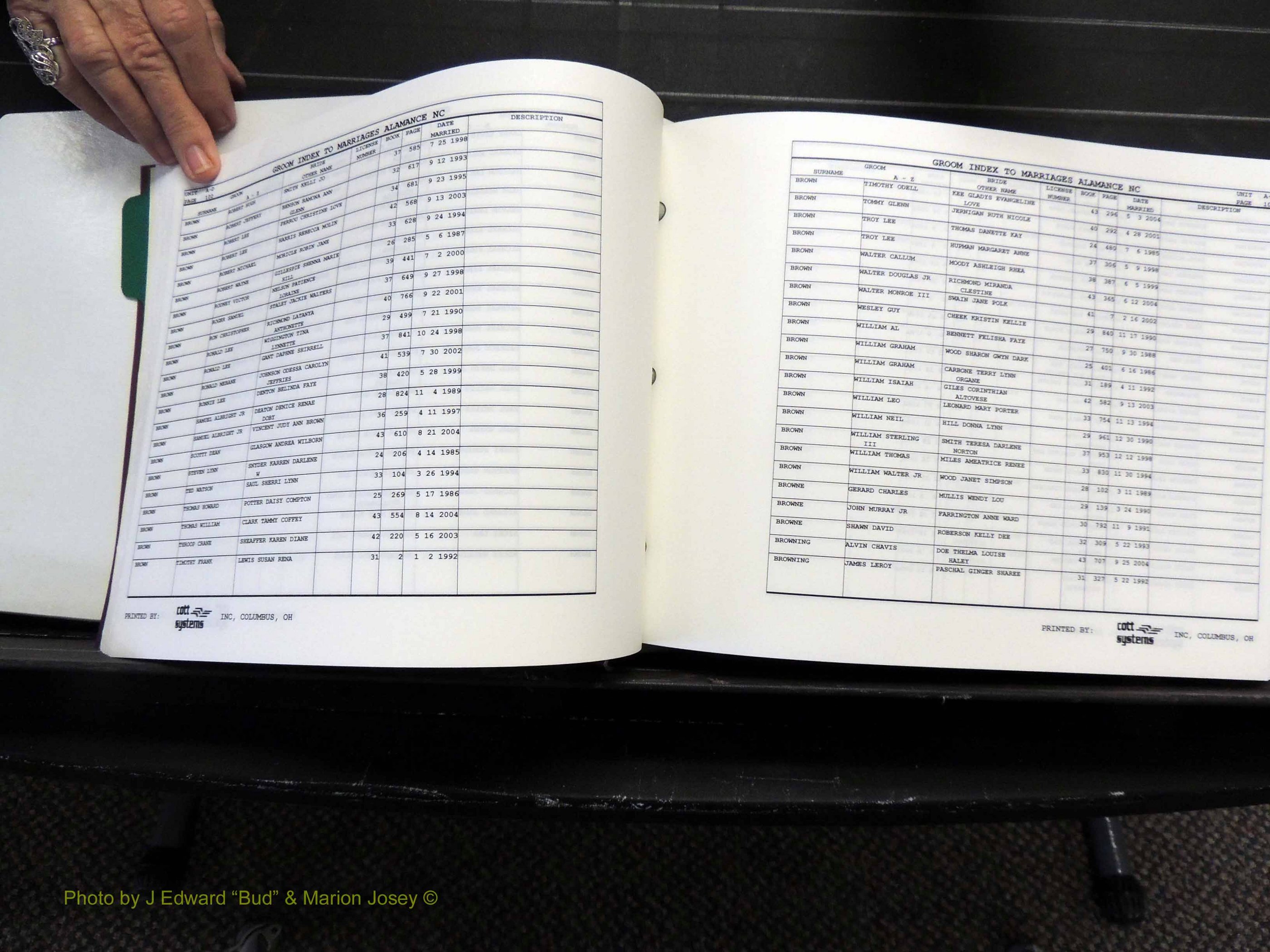 Alamance Co, NC, Marriages, Male Index, 1984-2004 (163).JPG