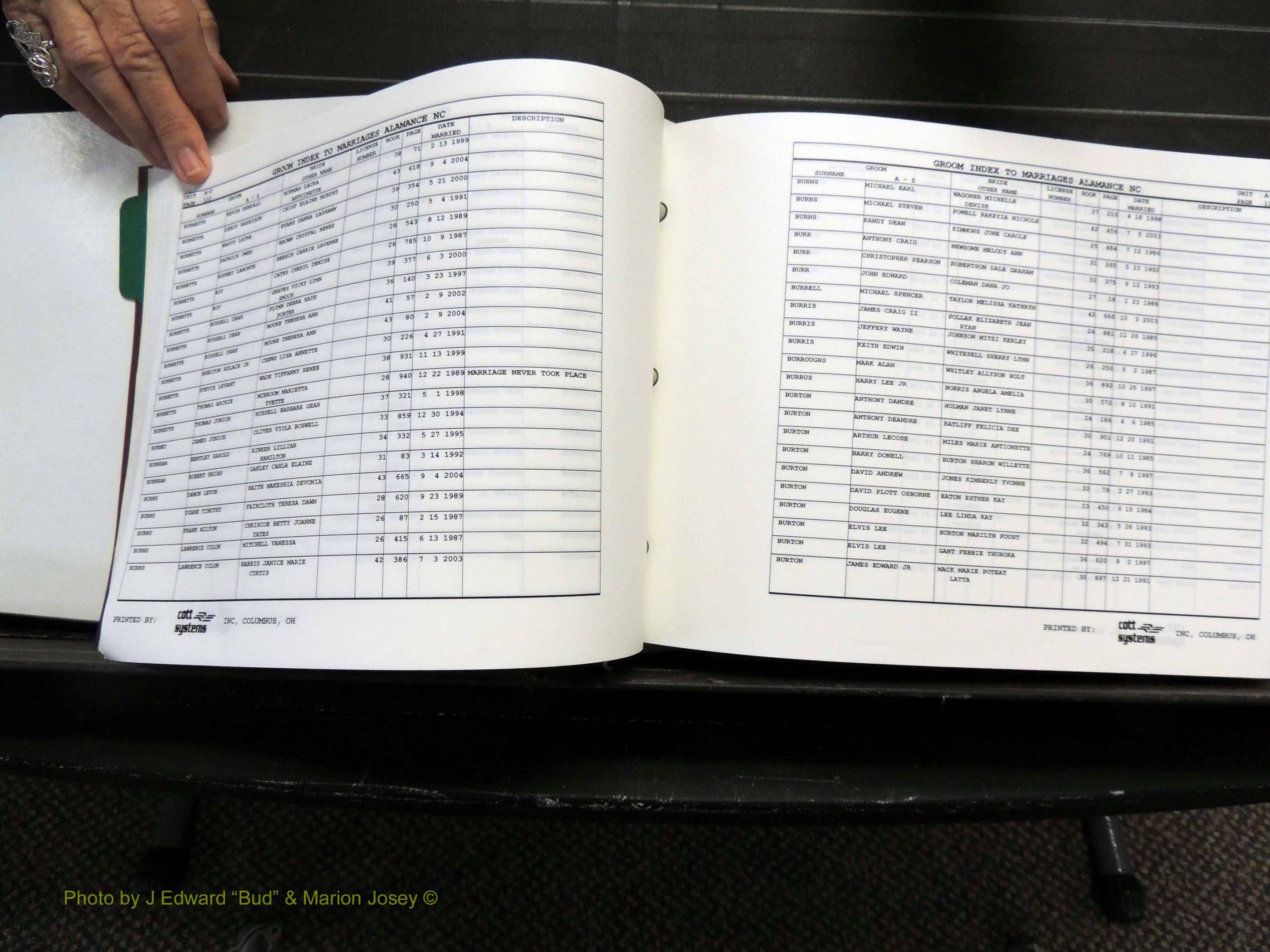Alamance Co, NC, Marriages, Male Index, 1984-2004 (168).JPG