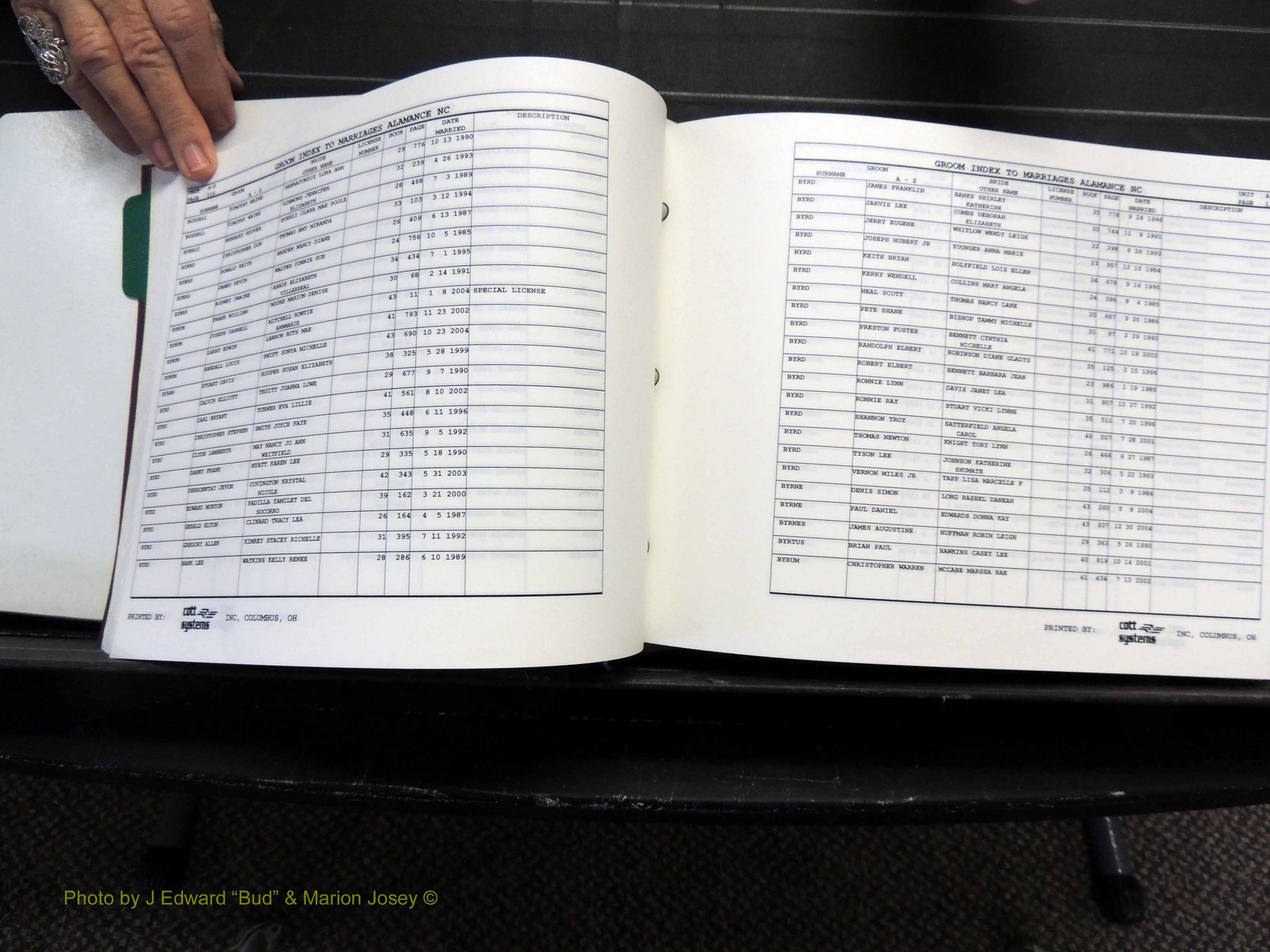Alamance Co, NC, Marriages, Male Index, 1984-2004 (170).JPG