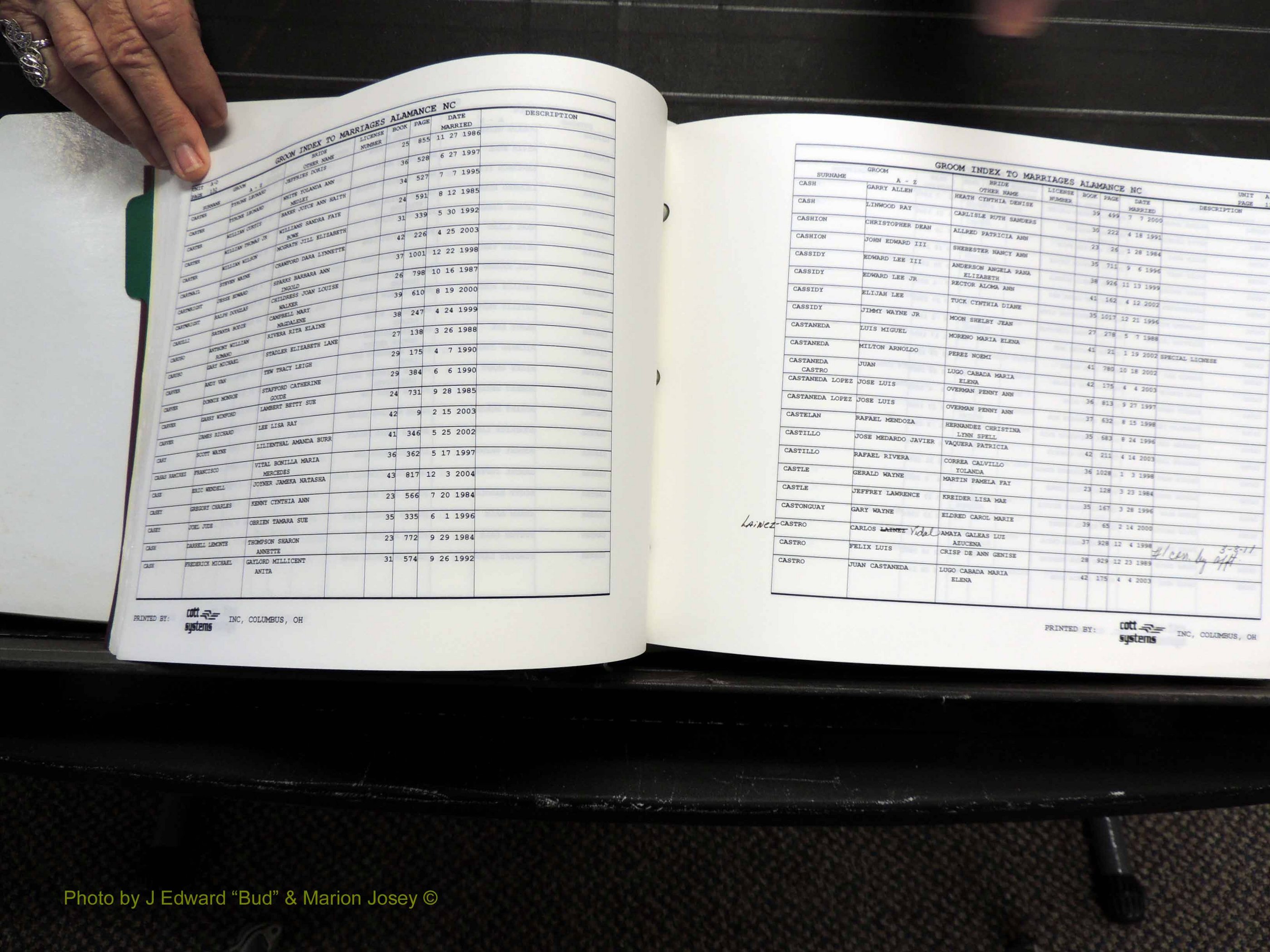 Alamance Co, NC, Marriages, Male Index, 1984-2004 (178).JPG