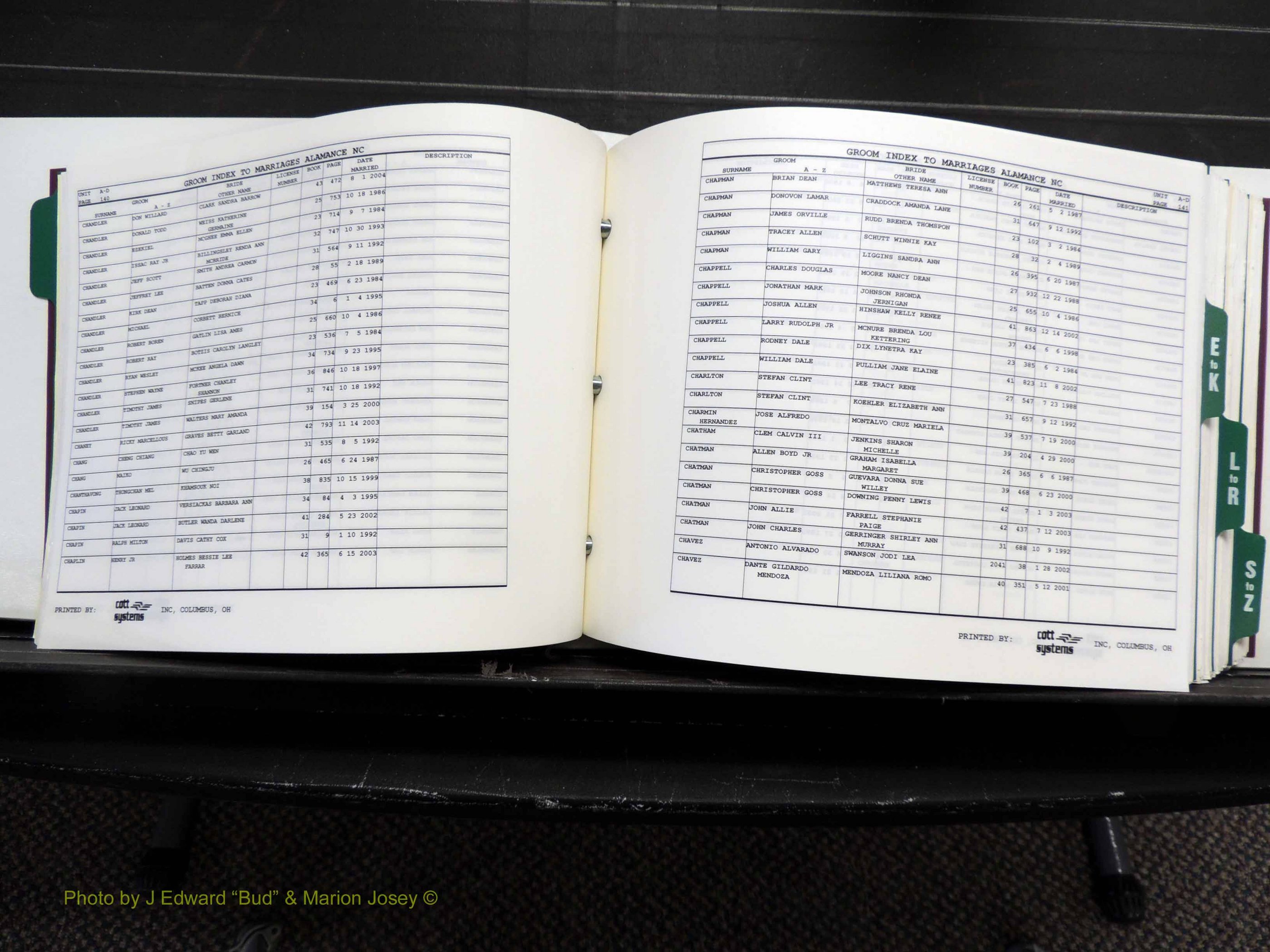 Alamance Co, NC, Marriages, Male Index, 1984-2004 (183).JPG