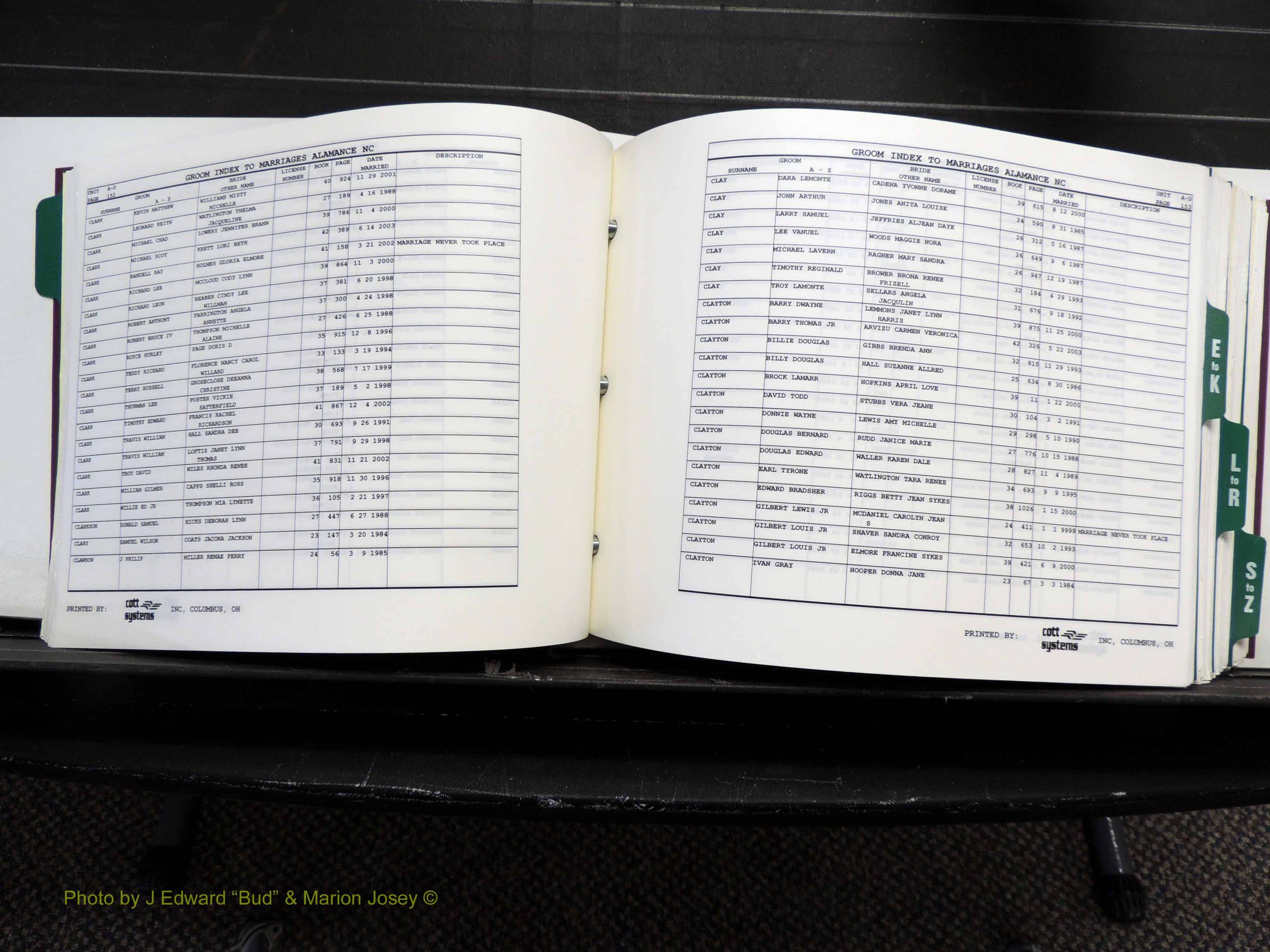Alamance Co, NC, Marriages, Male Index, 1984-2004 (189).JPG