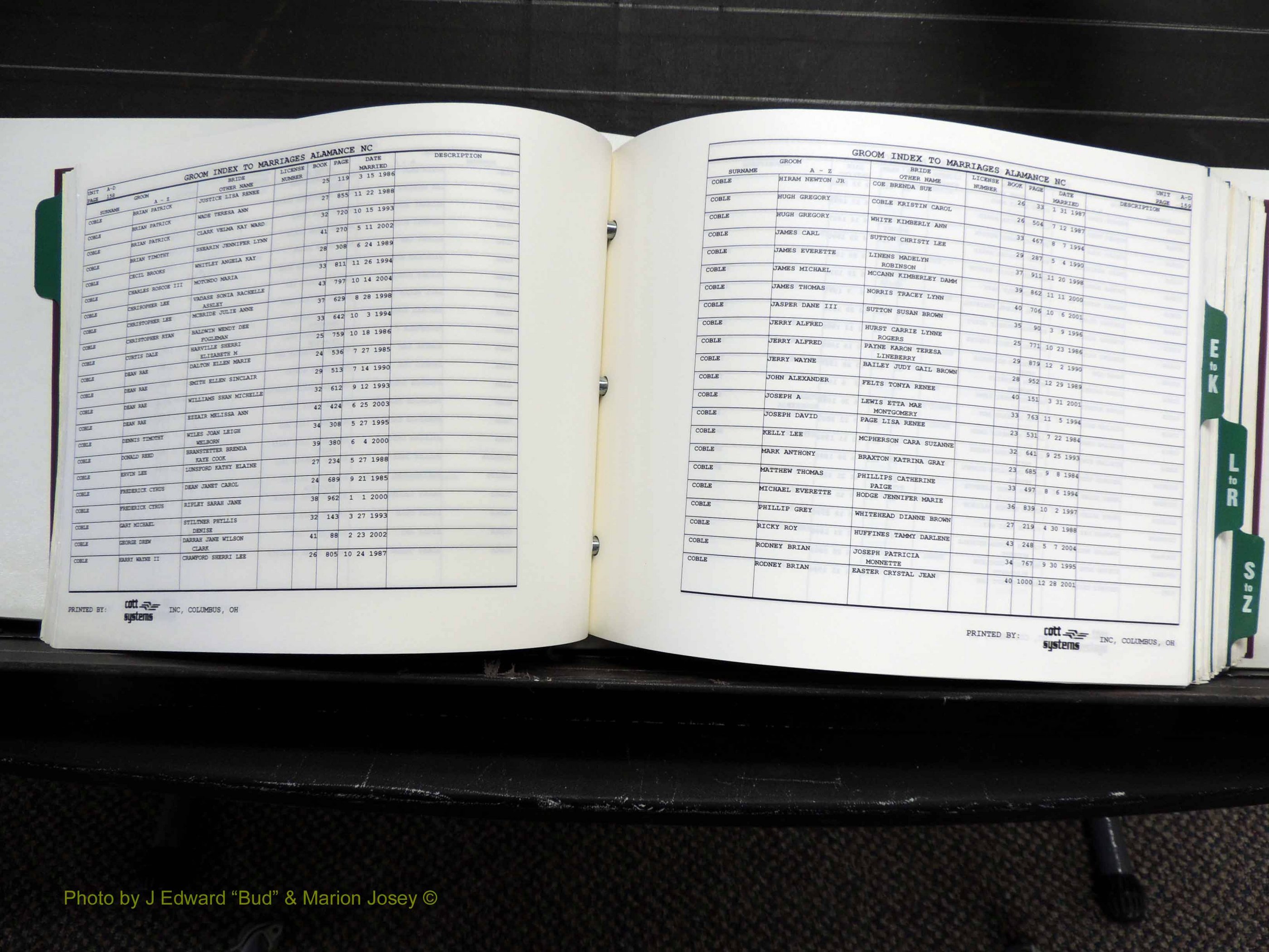 Alamance Co, NC, Marriages, Male Index, 1984-2004 (192).JPG