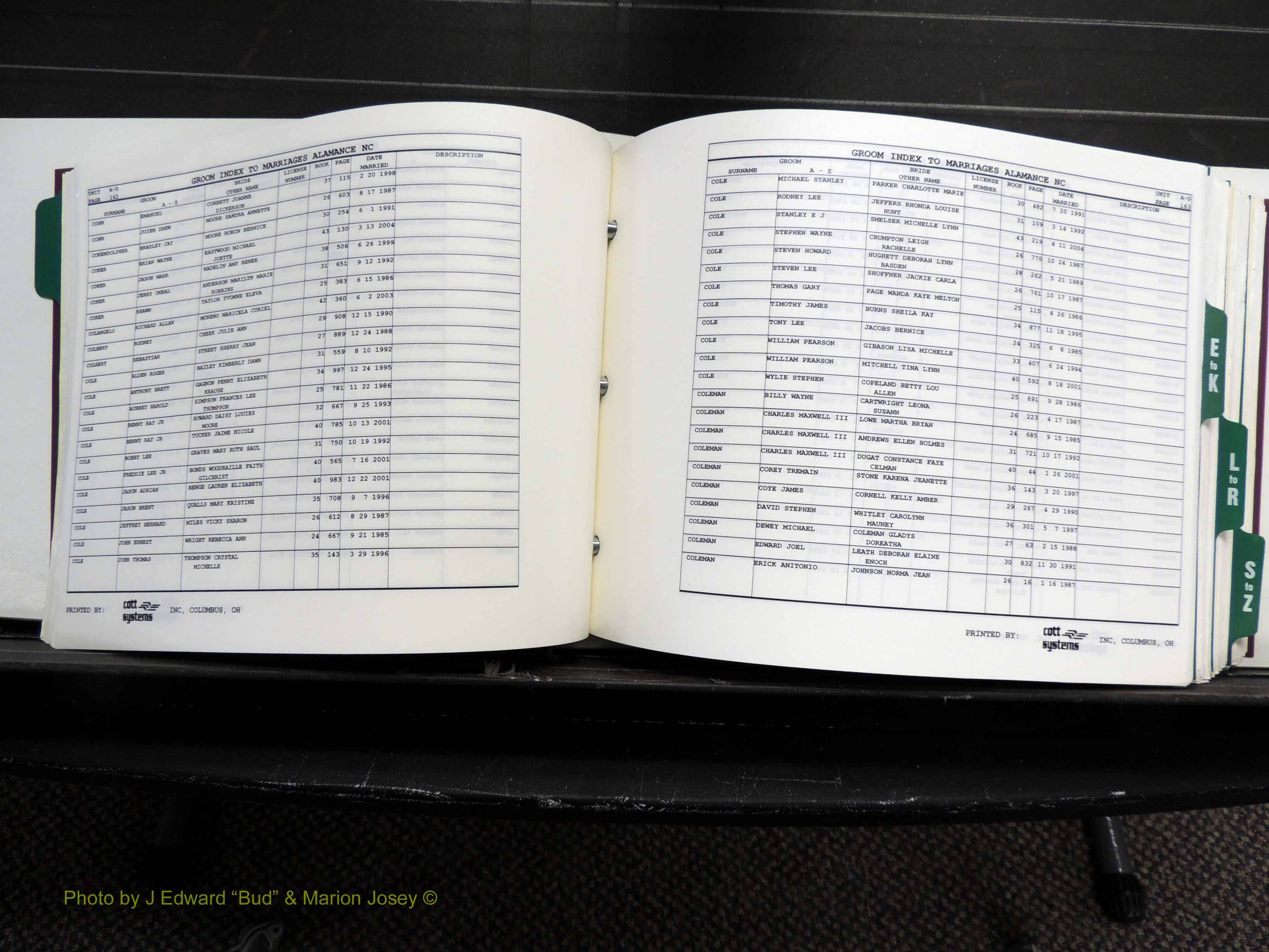 Alamance Co, NC, Marriages, Male Index, 1984-2004 (194).JPG
