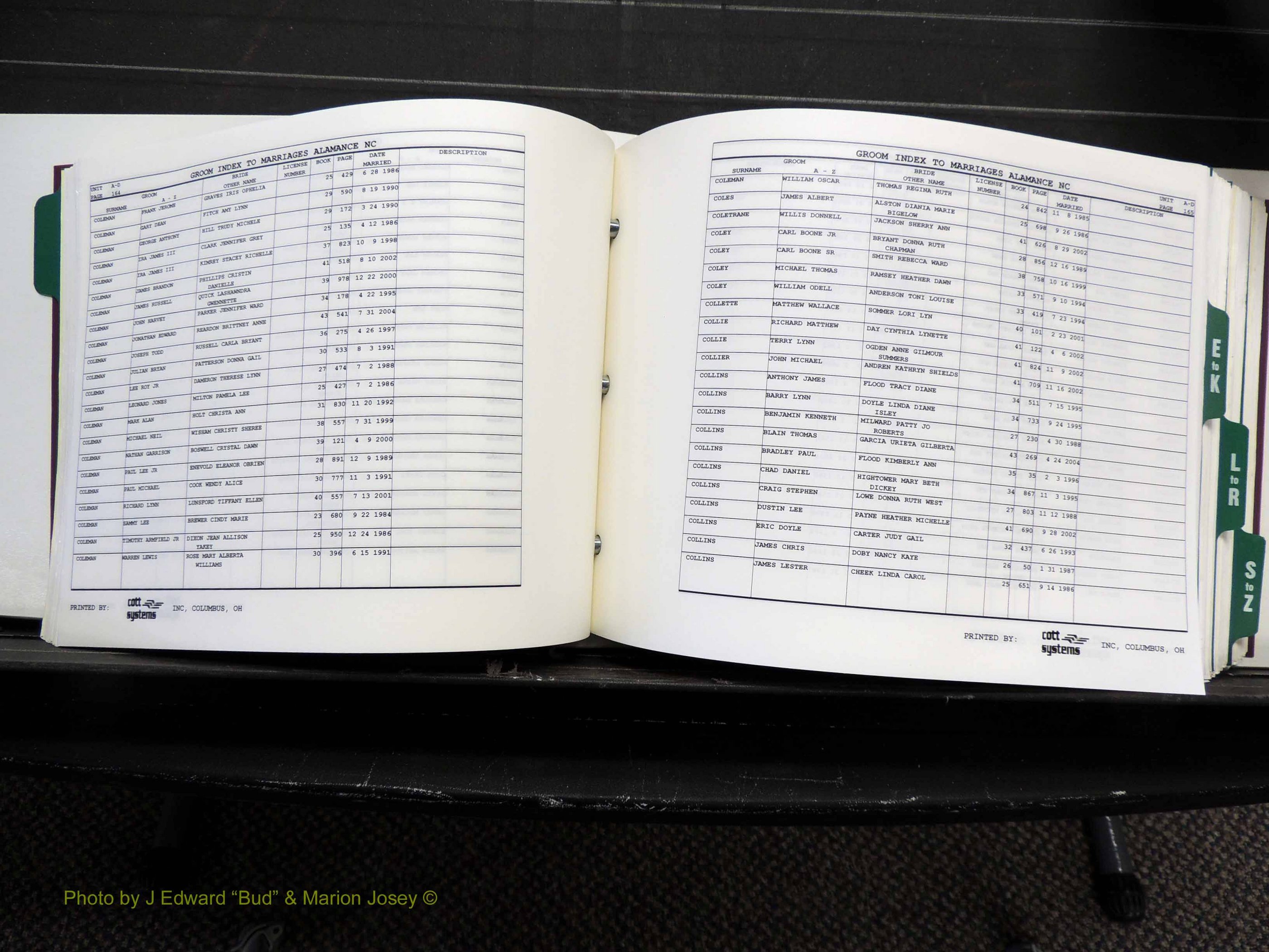 Alamance Co, NC, Marriages, Male Index, 1984-2004 (195).JPG
