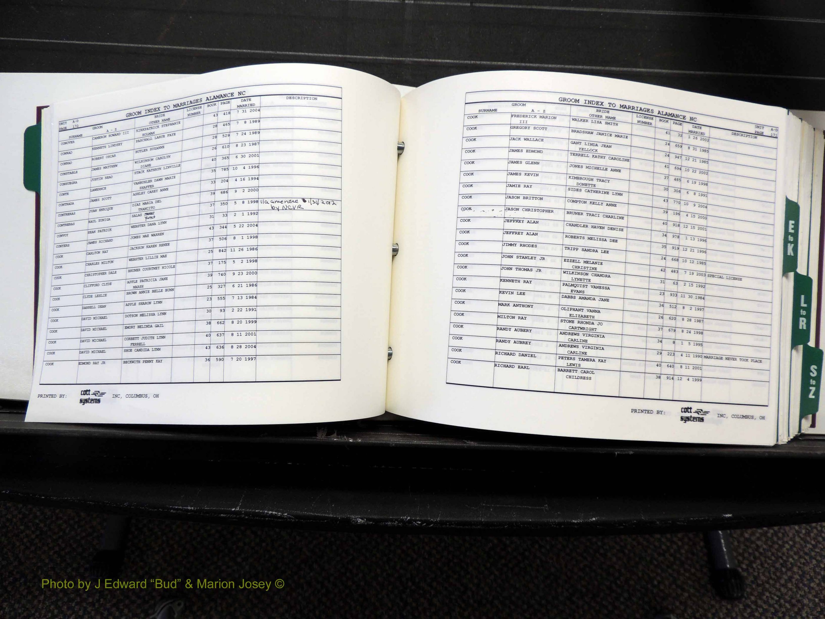 Alamance Co, NC, Marriages, Male Index, 1984-2004 (198).JPG