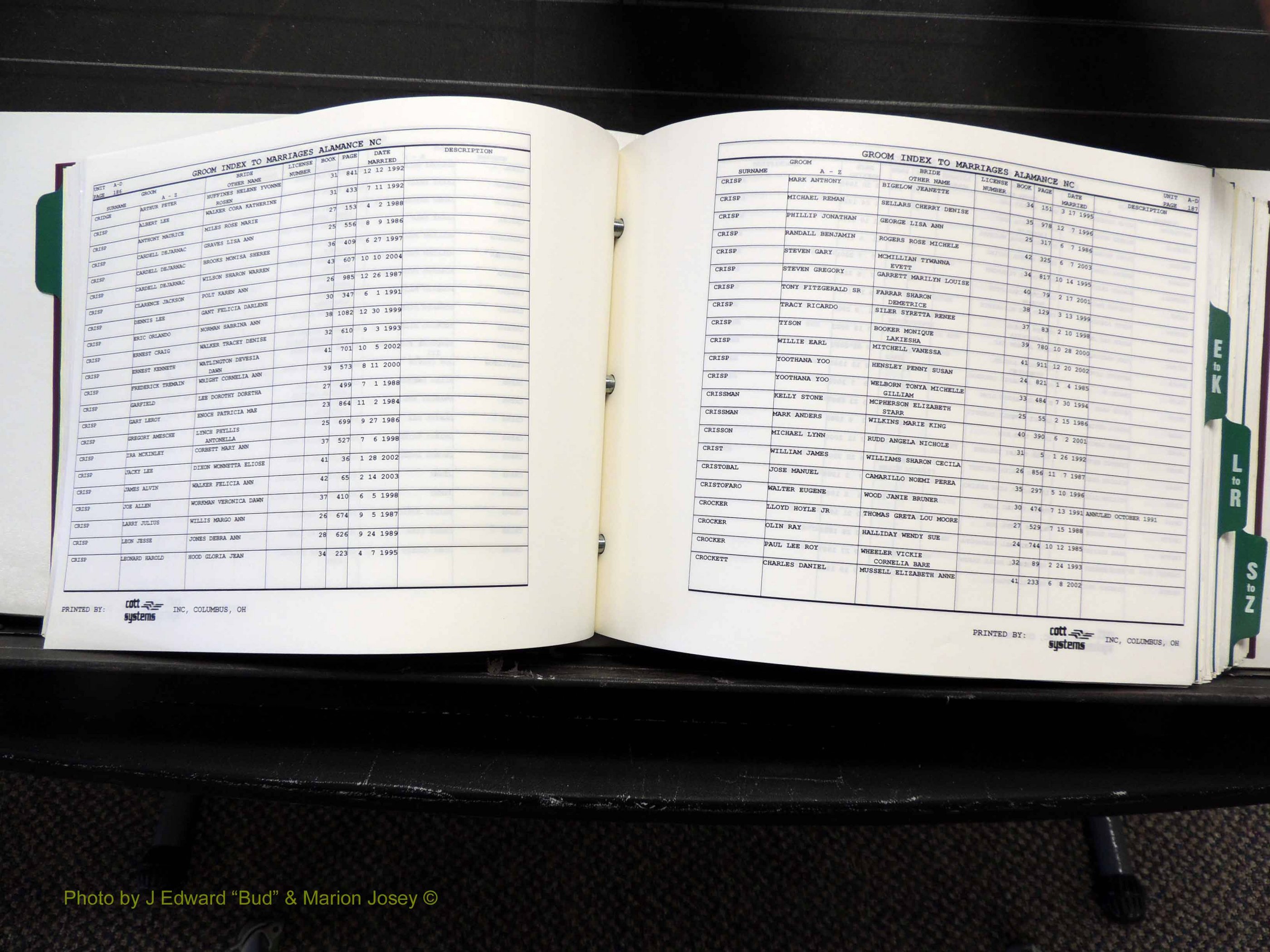 Alamance Co, NC, Marriages, Male Index, 1984-2004 (206).JPG