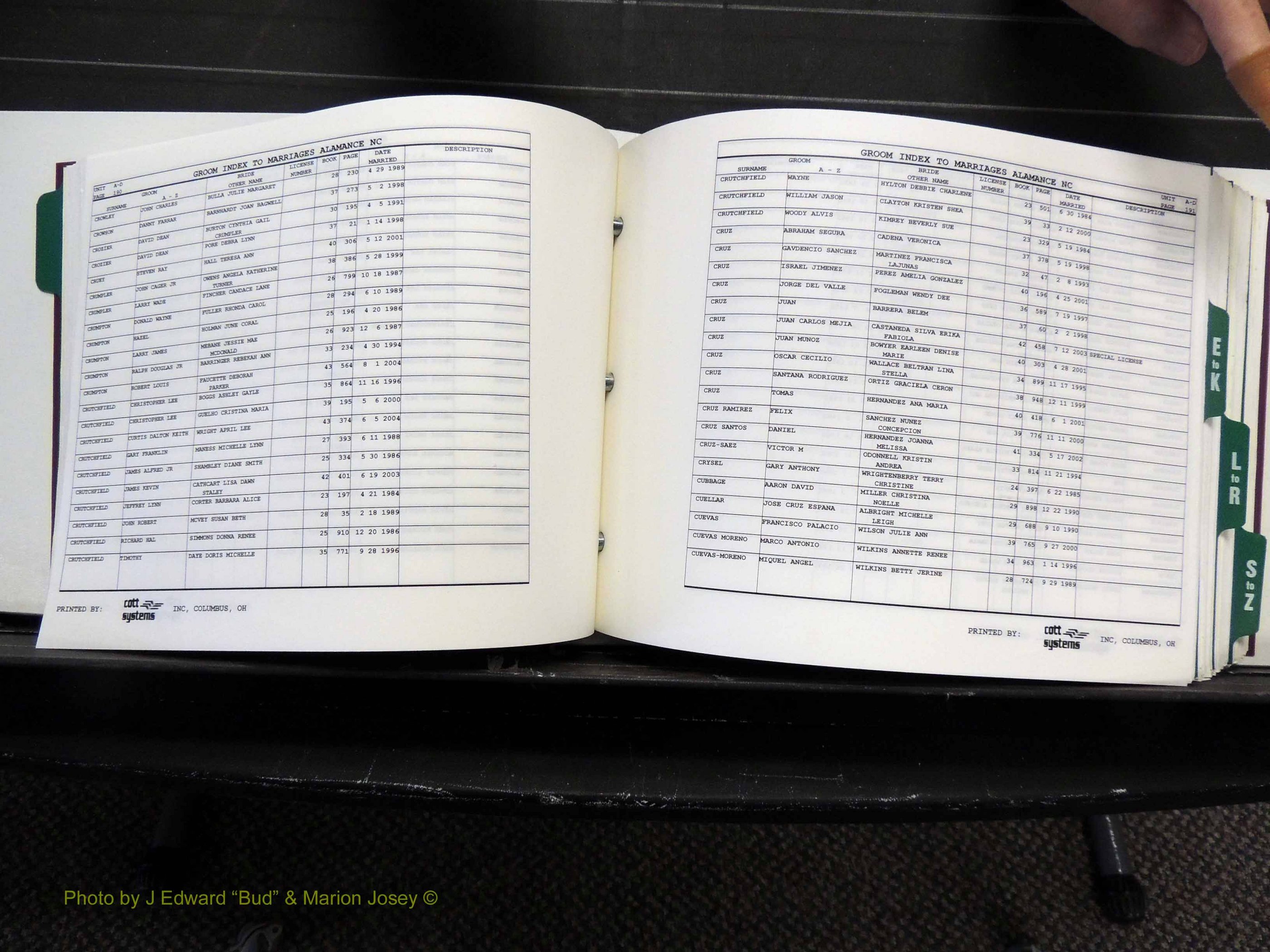 Alamance Co, NC, Marriages, Male Index, 1984-2004 (208).JPG