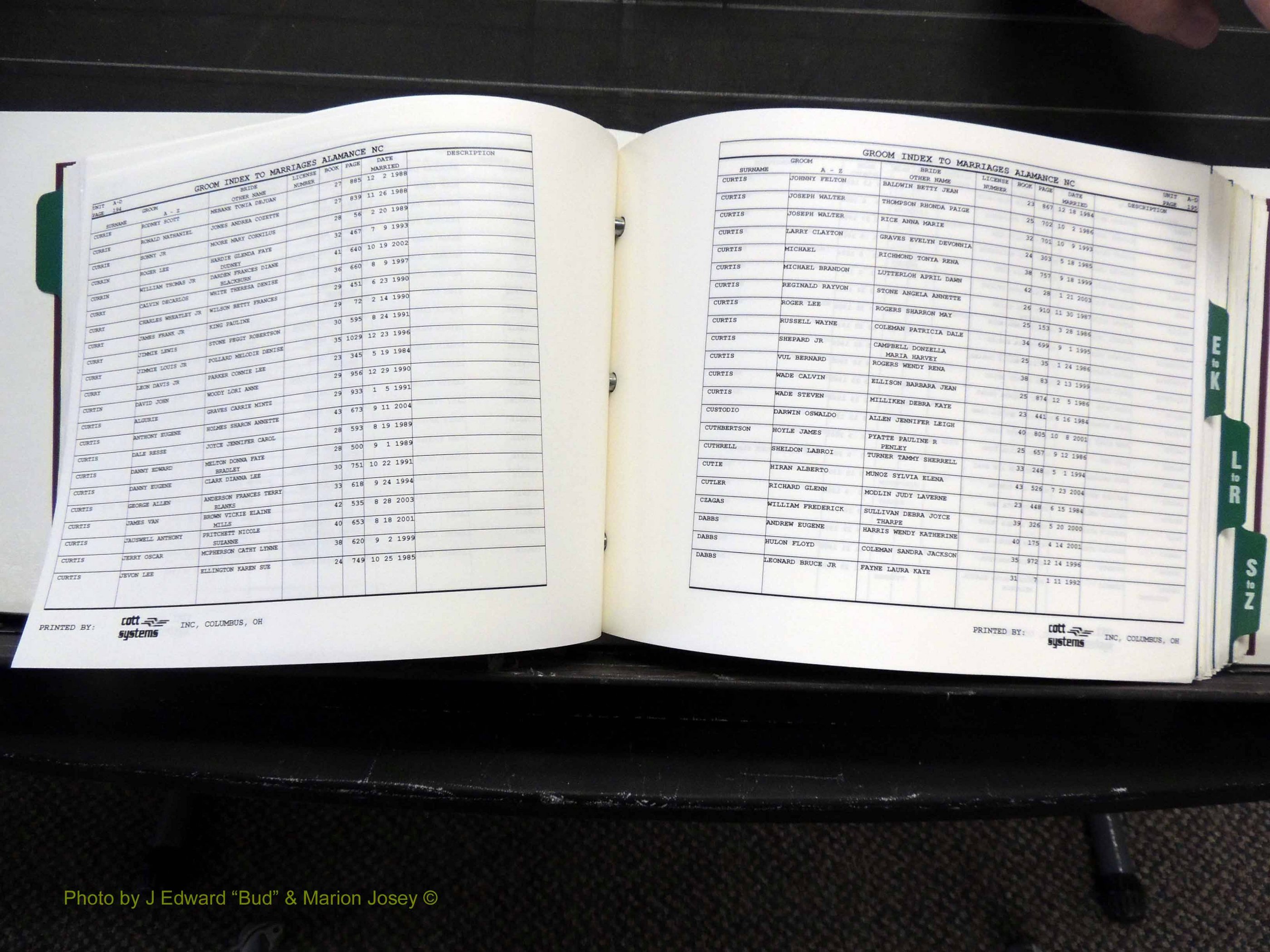 Alamance Co, NC, Marriages, Male Index, 1984-2004 (210).JPG
