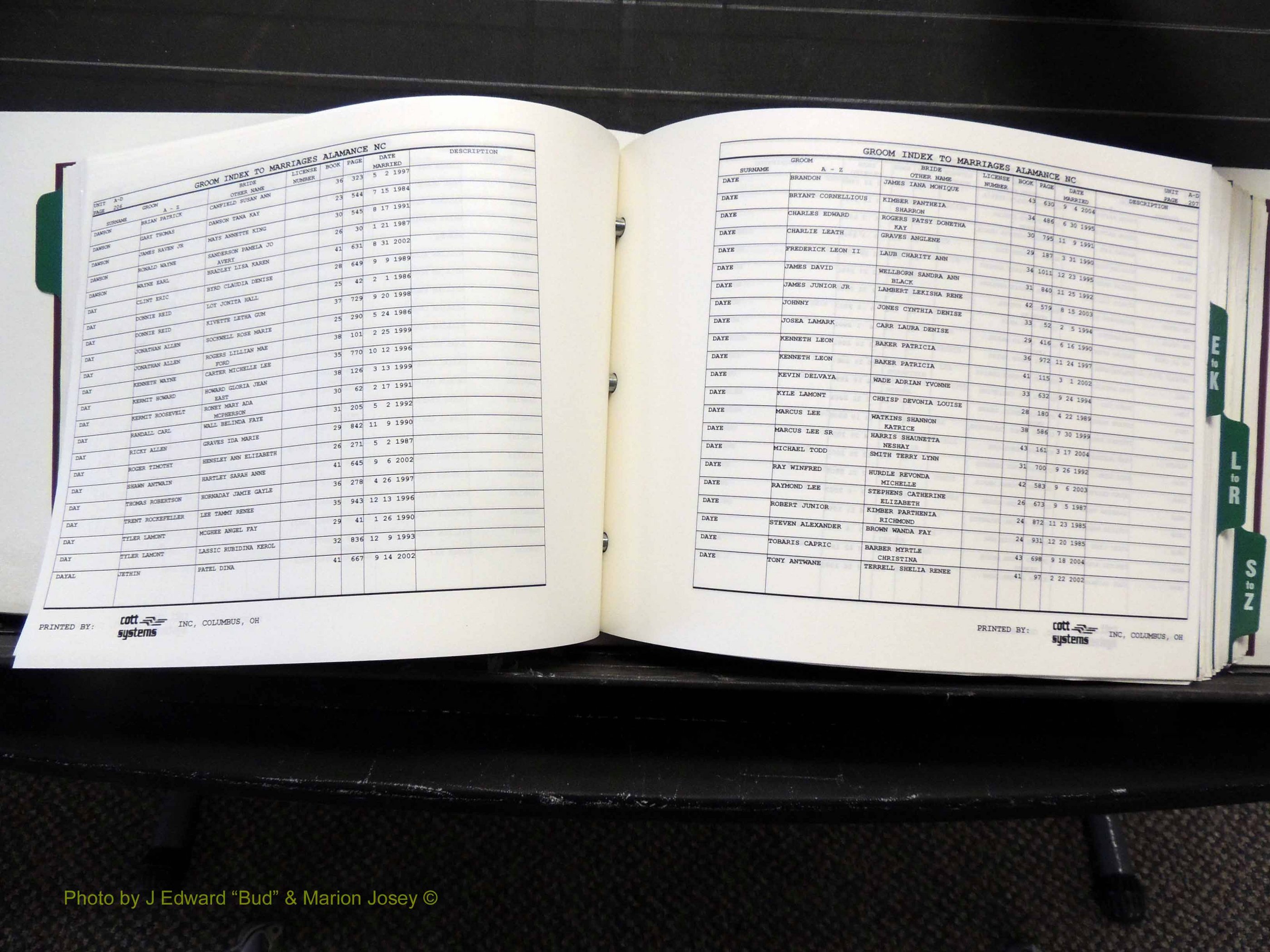Alamance Co, NC, Marriages, Male Index, 1984-2004 (216).JPG