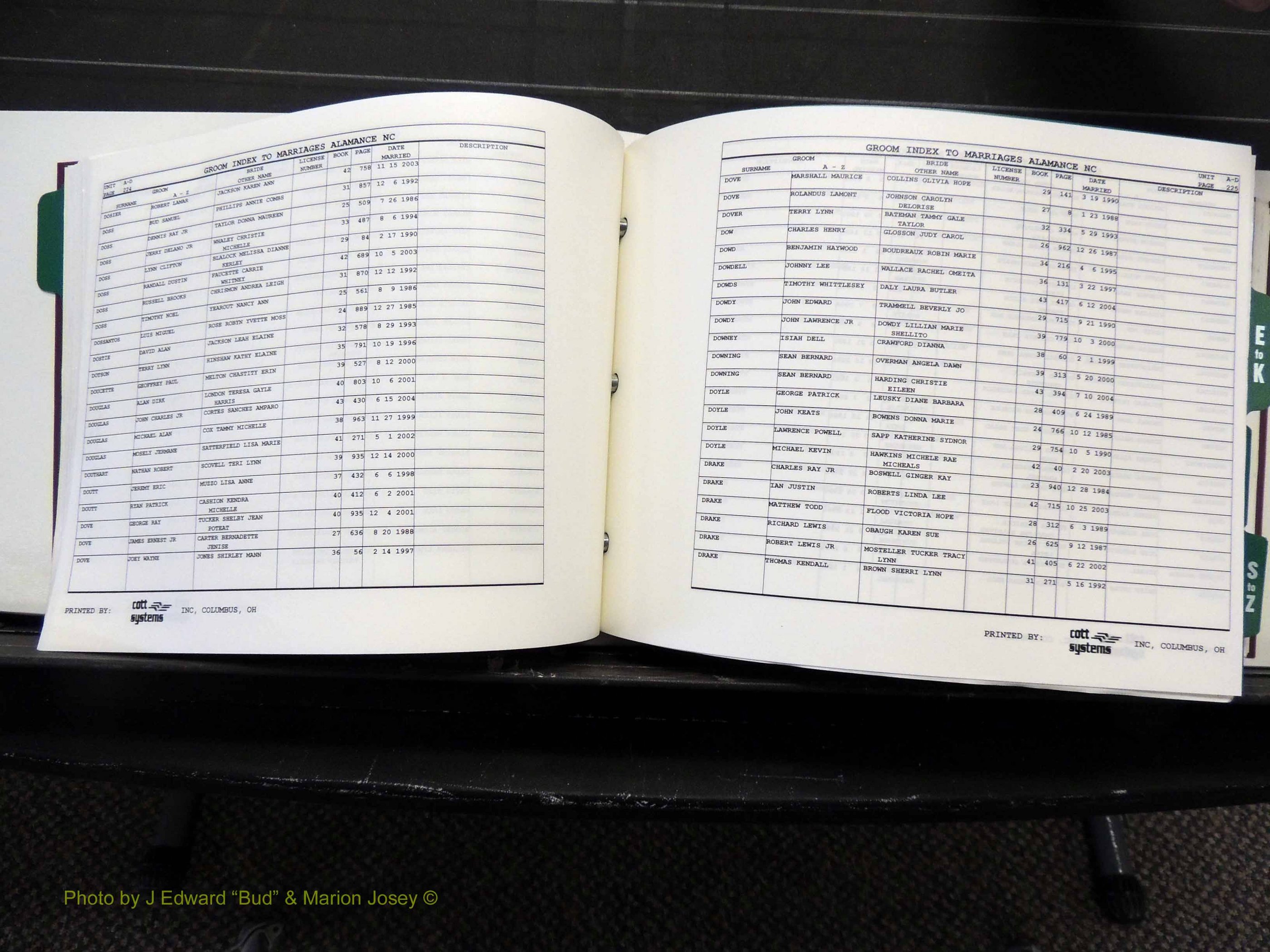 Alamance Co, NC, Marriages, Male Index, 1984-2004 (225).JPG
