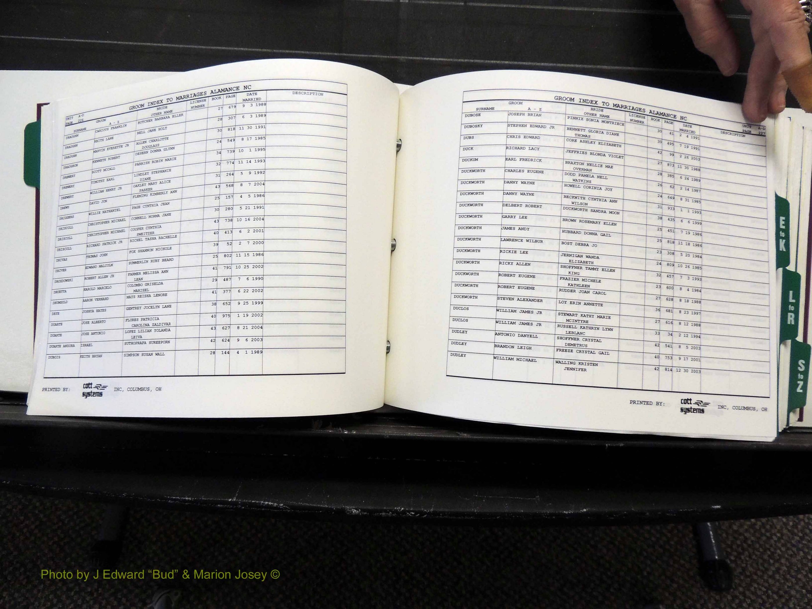 Alamance Co, NC, Marriages, Male Index, 1984-2004 (226).JPG