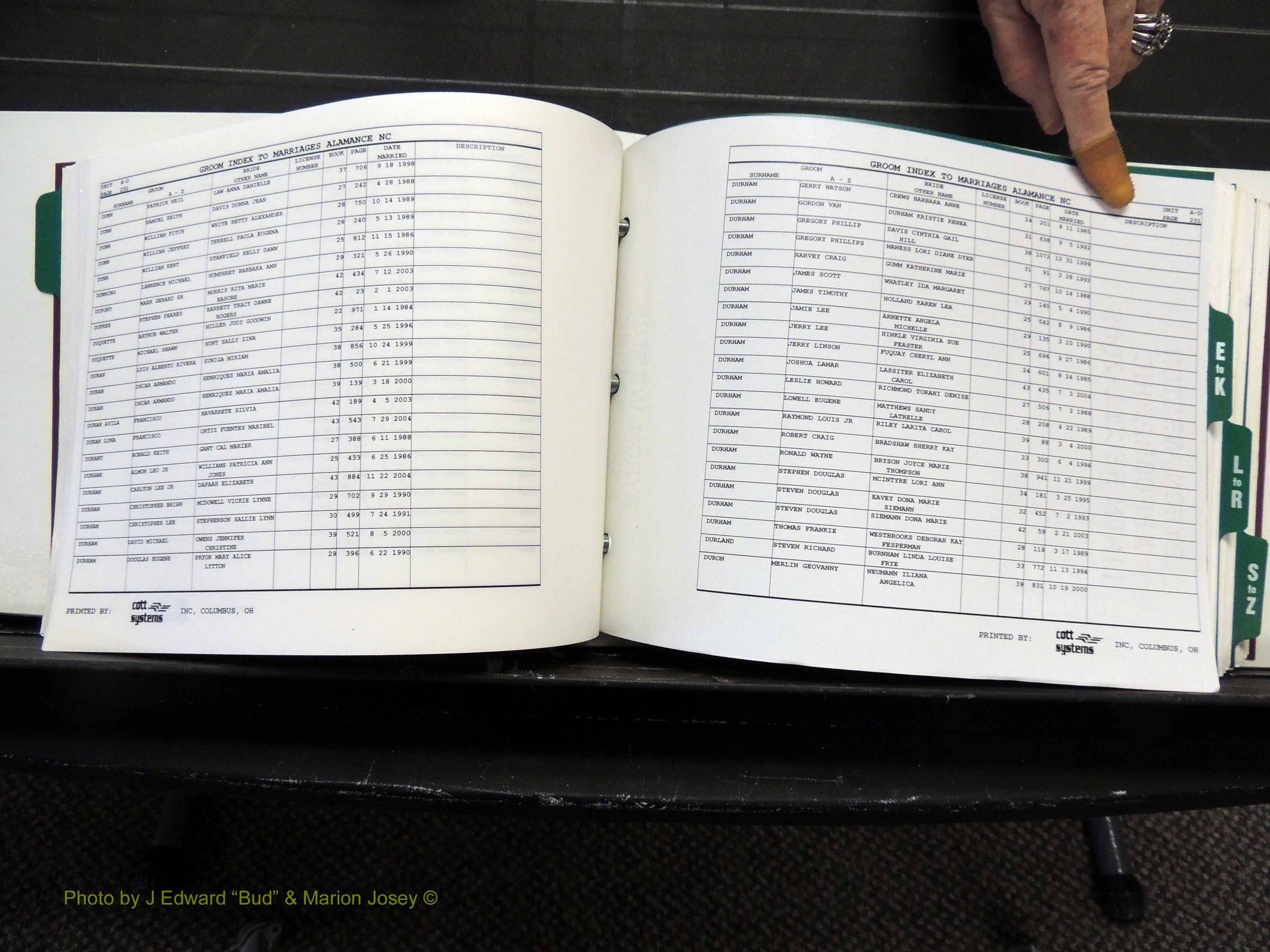 Alamance Co, NC, Marriages, Male Index, 1984-2004 (228).JPG