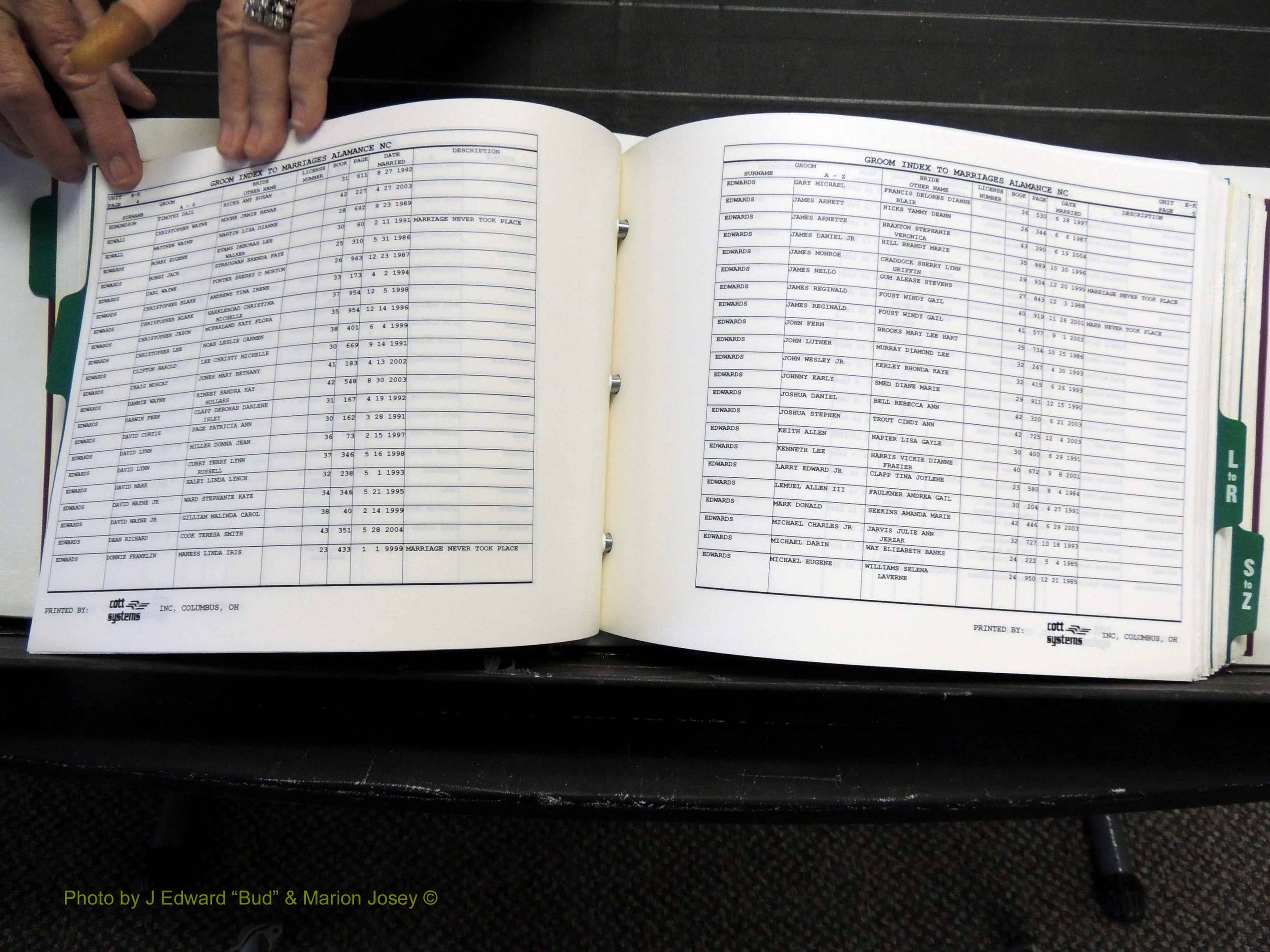 Alamance Co, NC, Marriages, Male Index, 1984-2004 (239).JPG
