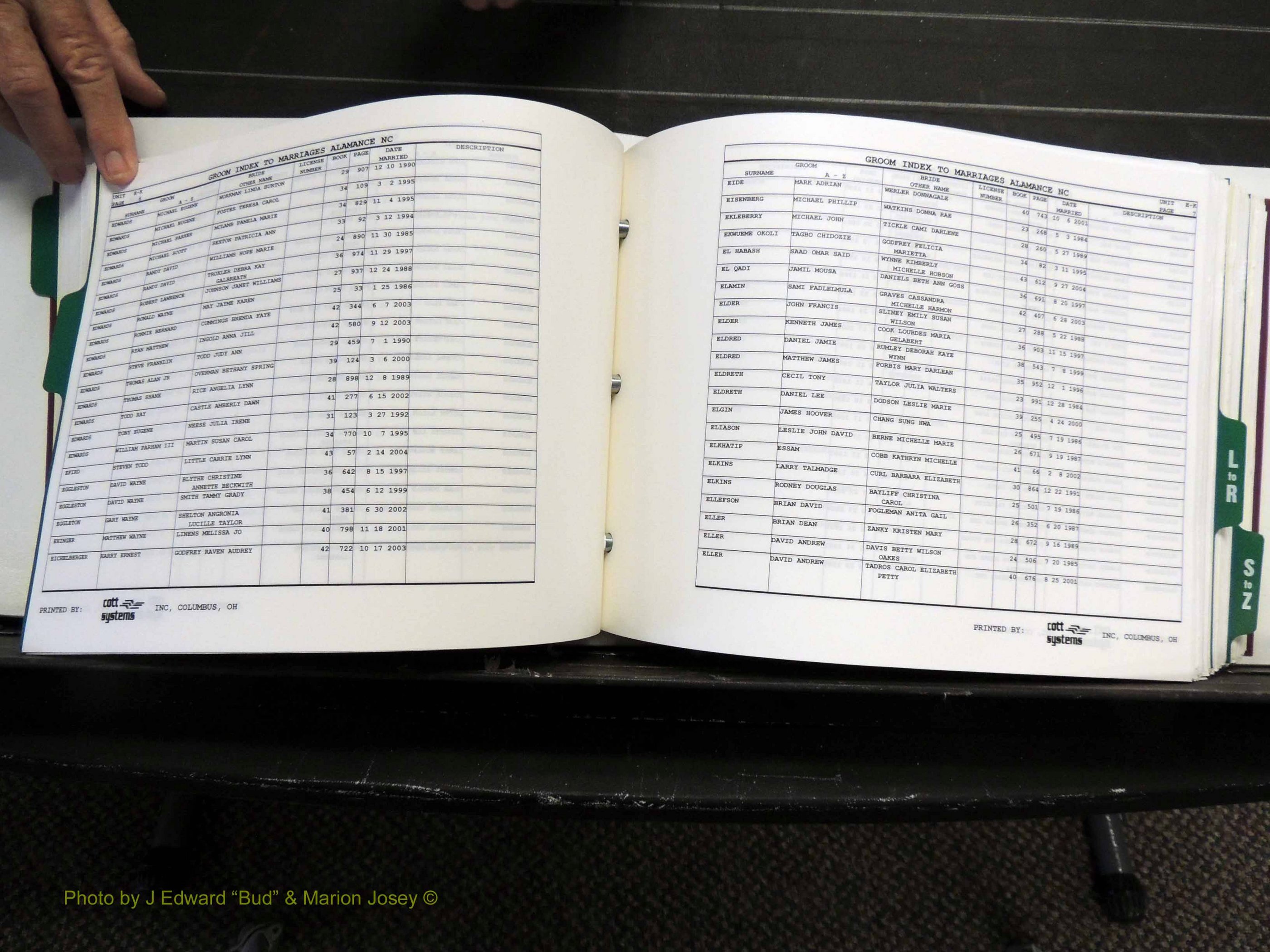 Alamance Co, NC, Marriages, Male Index, 1984-2004 (240).JPG