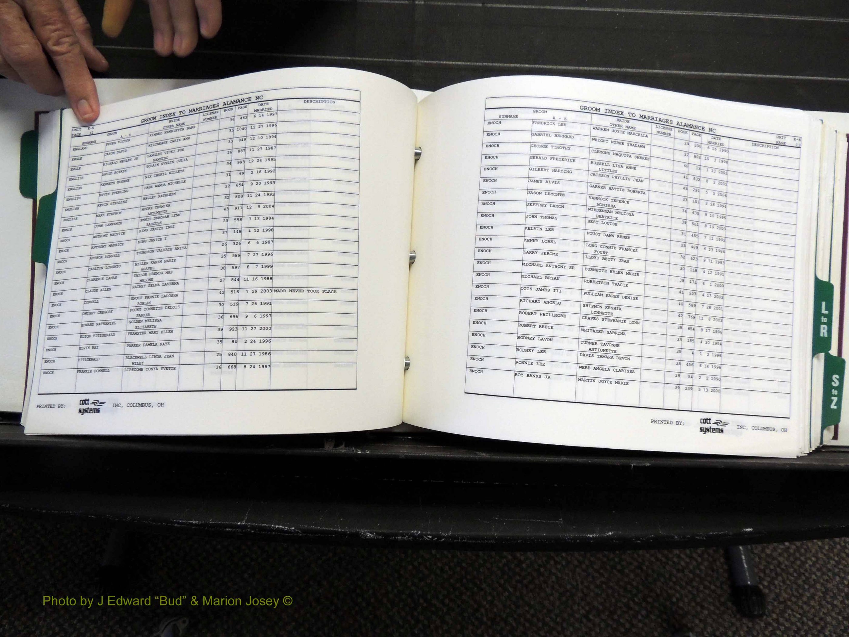 Alamance Co, NC, Marriages, Male Index, 1984-2004 (243).JPG