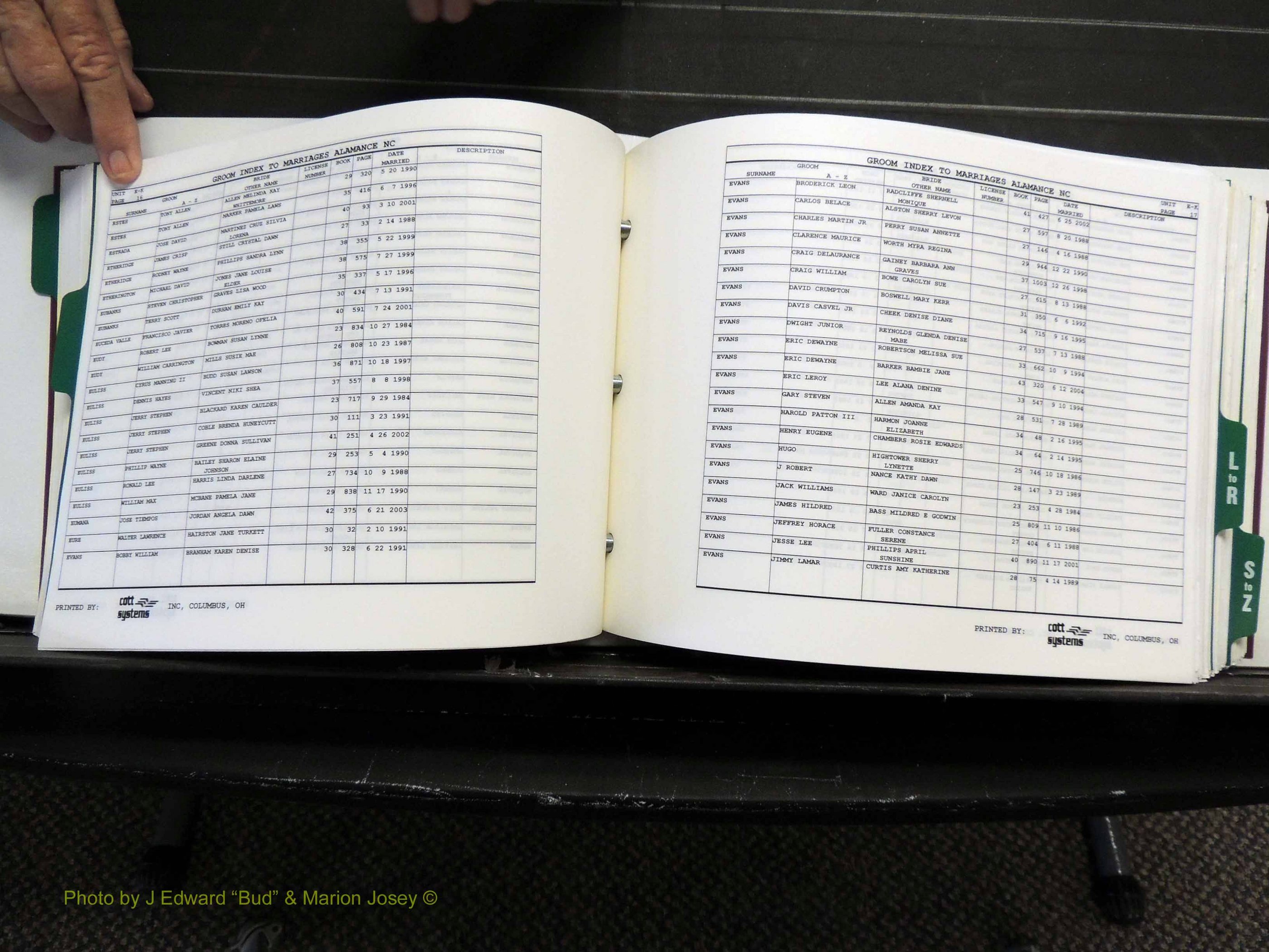 Alamance Co, NC, Marriages, Male Index, 1984-2004 (245).JPG