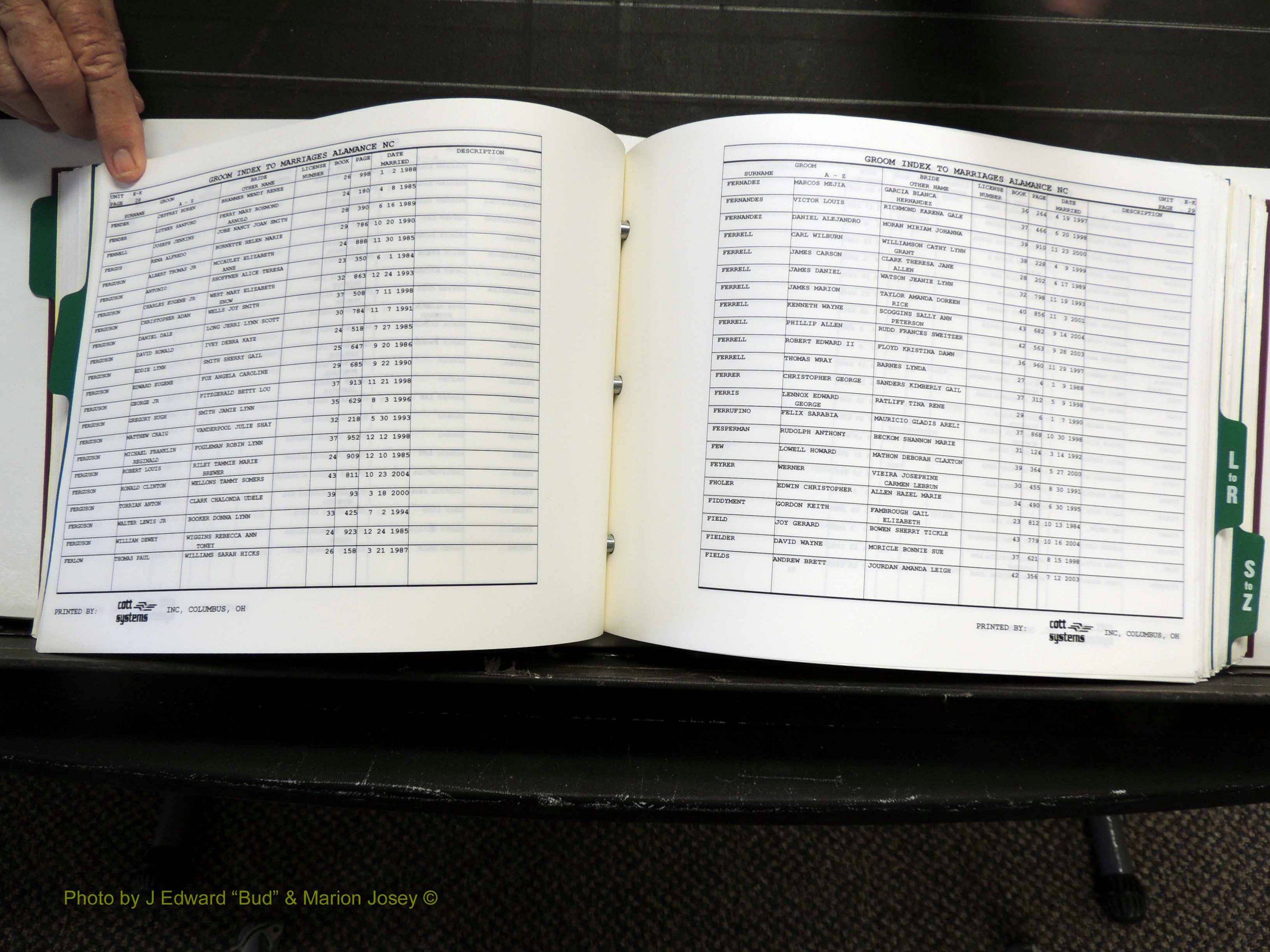 Alamance Co, NC, Marriages, Male Index, 1984-2004 (251).JPG
