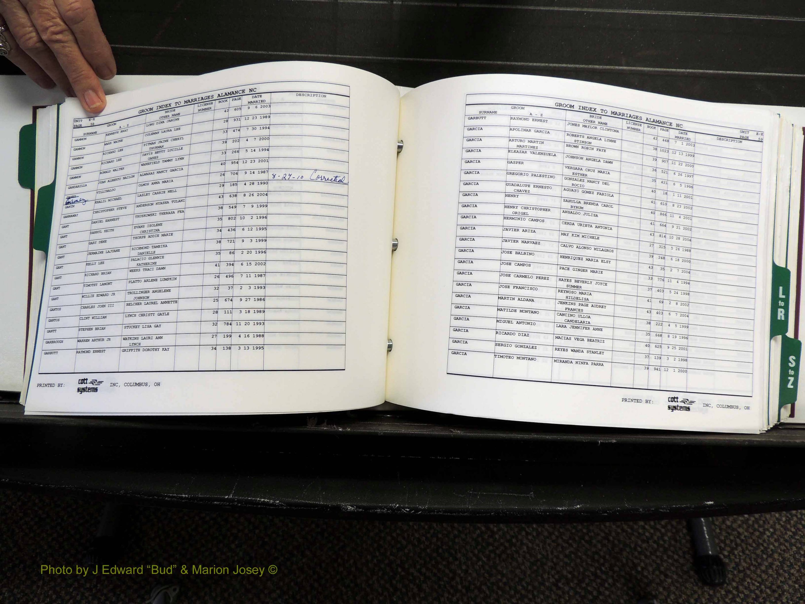 Alamance Co, NC, Marriages, Male Index, 1984-2004 (266).JPG