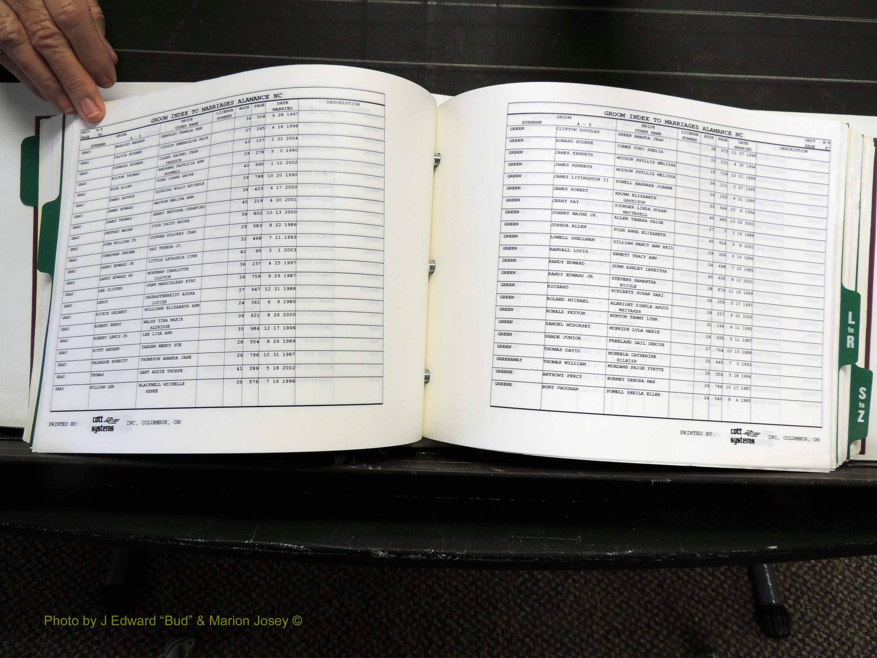 Alamance Co, NC, Marriages, Male Index, 1984-2004 (280).JPG
