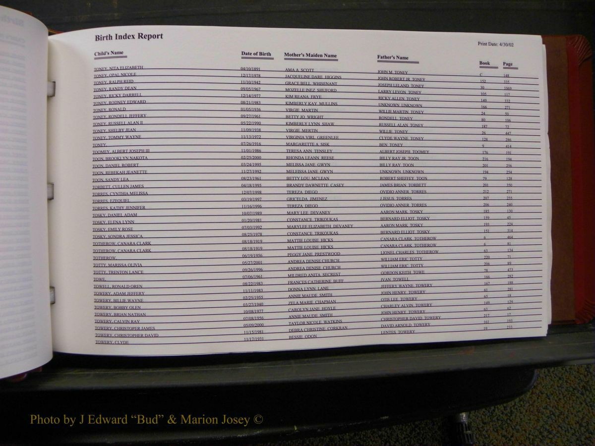 Burke Births, 1913-2001, M-Z 812.JPG