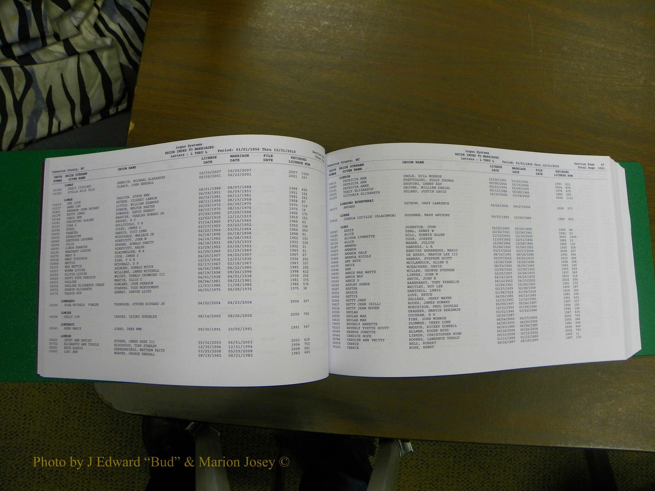 Cabarrus Marriages, Female Index, L-Z, 1856-2010 035.JPG