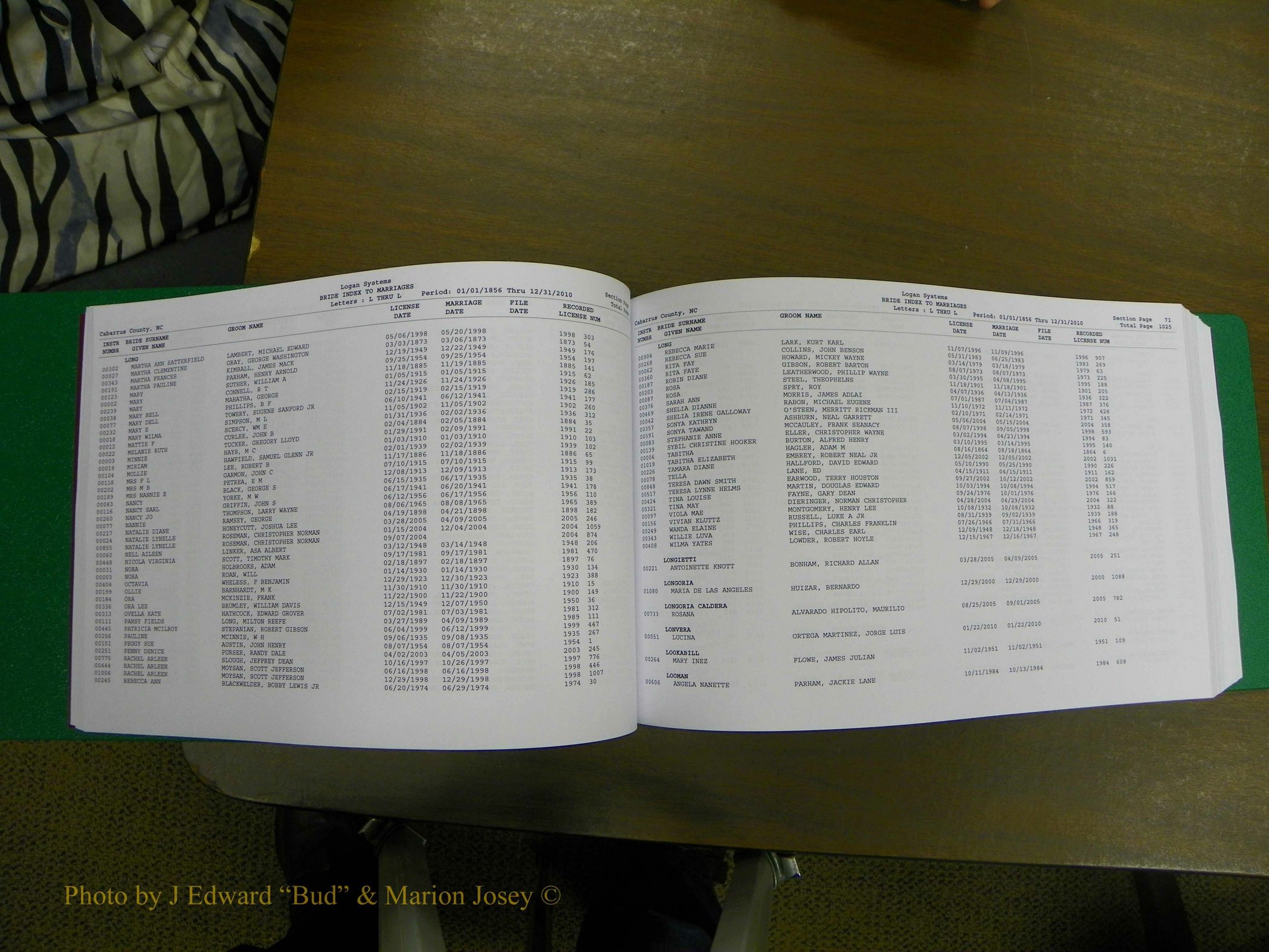 Cabarrus Marriages, Female Index, L-Z, 1856-2010 037.JPG