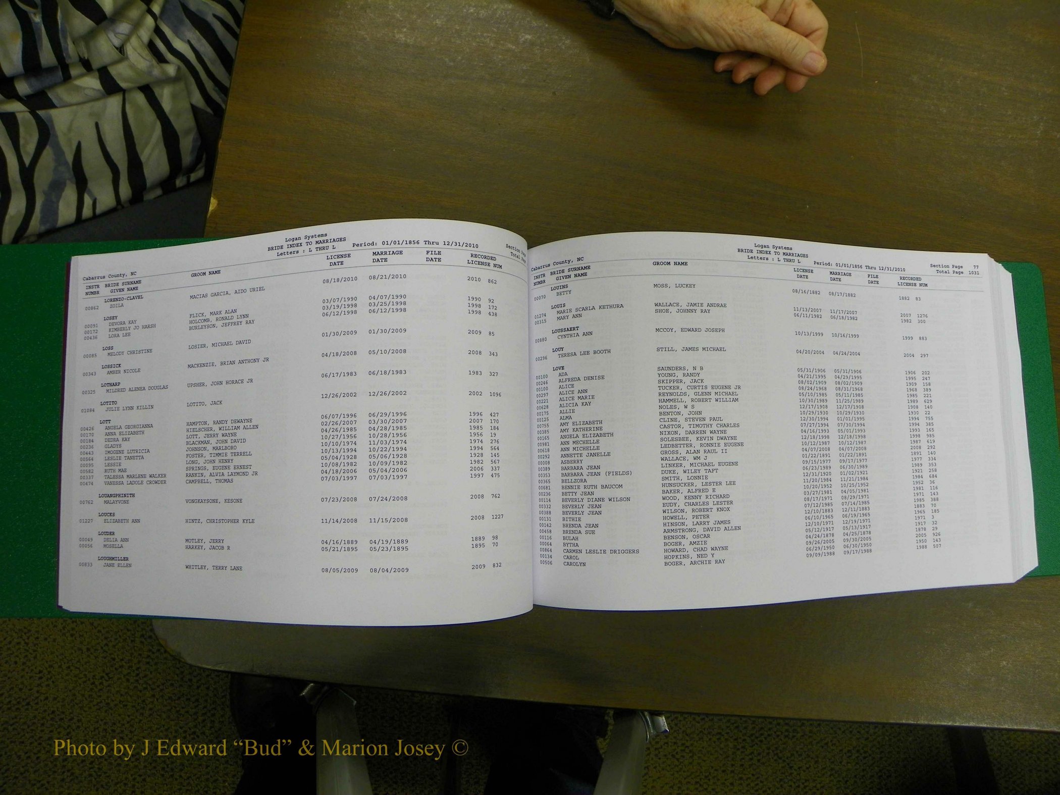 Cabarrus Marriages, Female Index, L-Z, 1856-2010 040.JPG