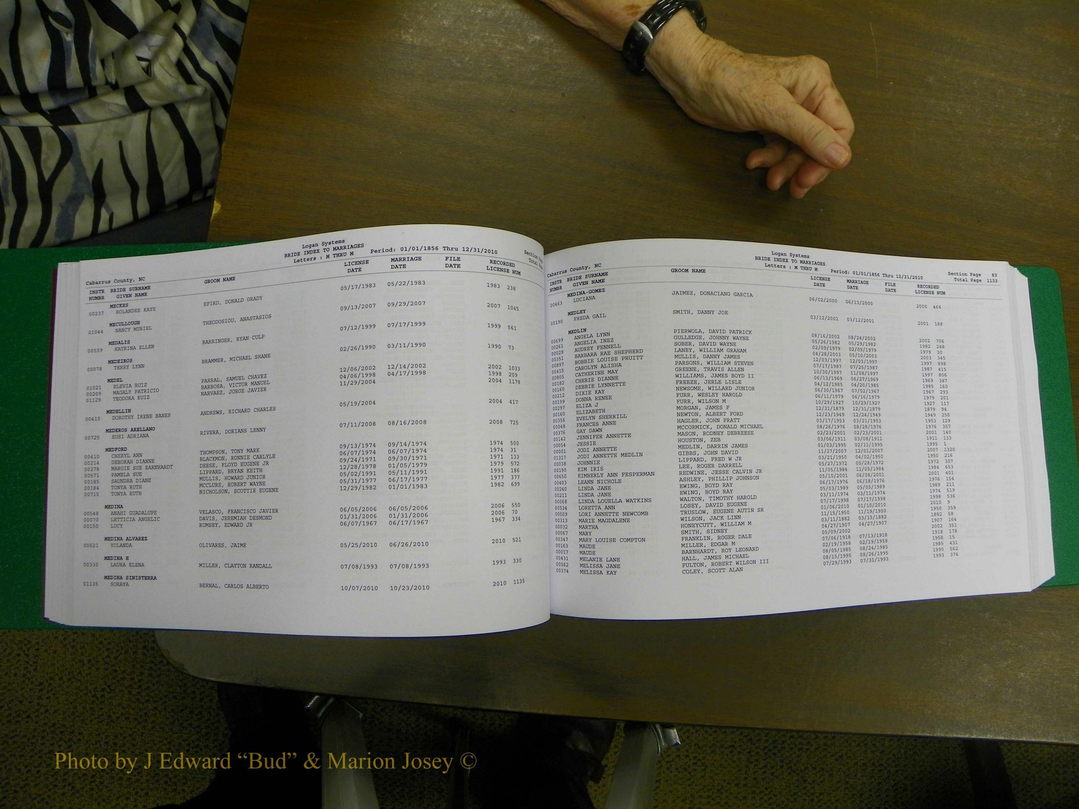 Cabarrus Marriages, Female Index, L-Z, 1856-2010 092.JPG
