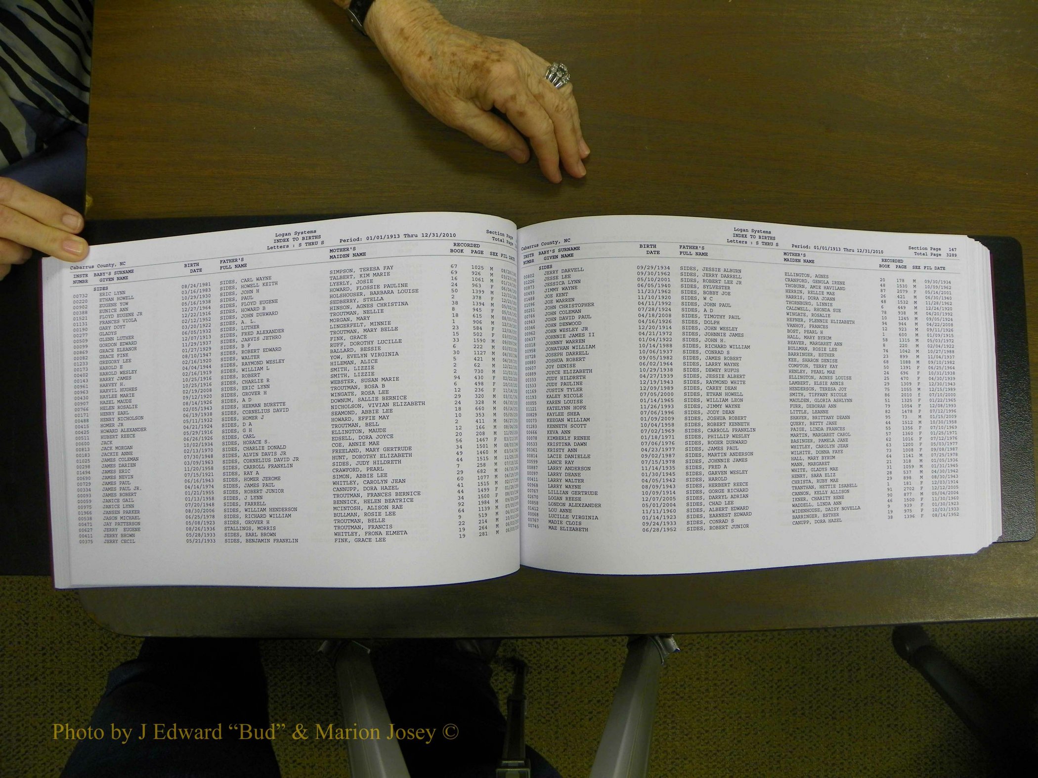 Cabarrus Births Index, S-Z, 1913-2010 077.JPG