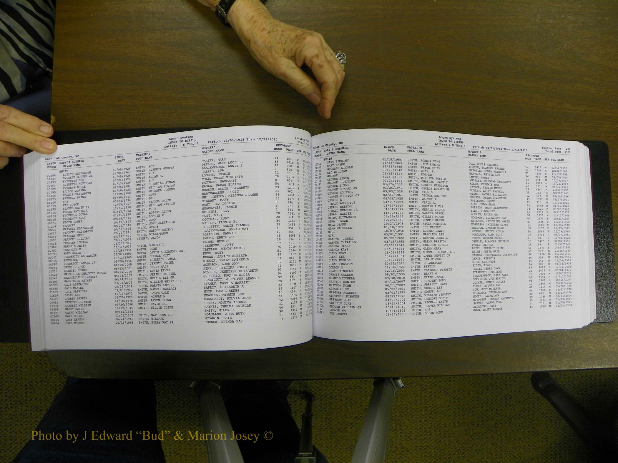Cabarrus Births Index, S-Z, 1913-2010 109.JPG