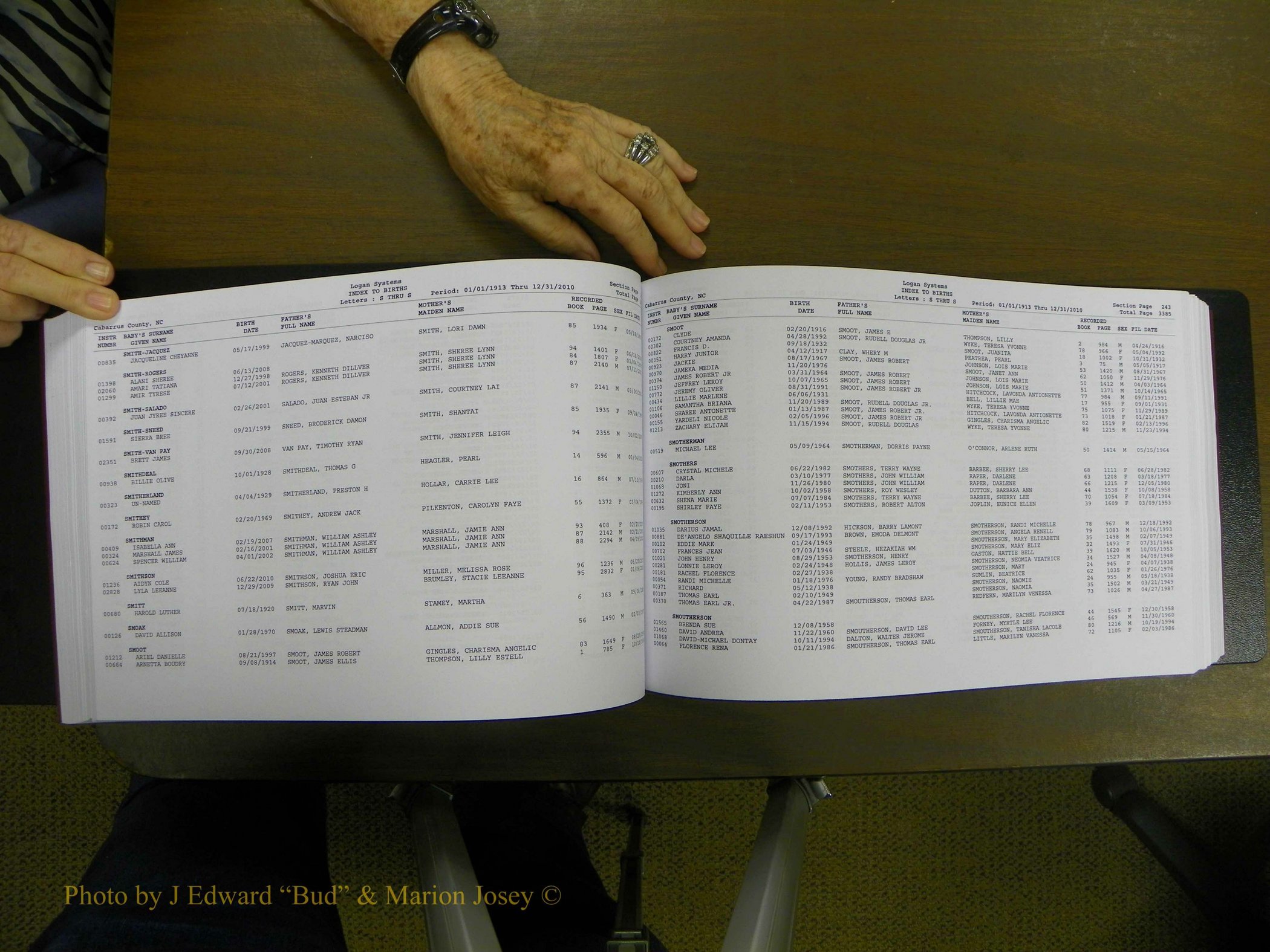 Cabarrus Births Index, S-Z, 1913-2010 126.JPG