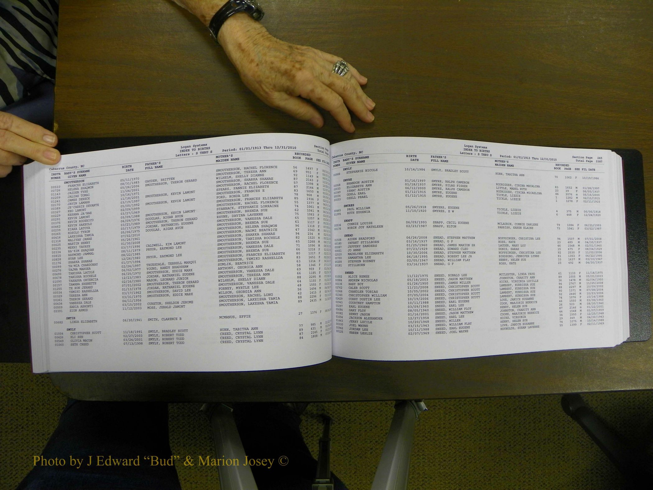 Cabarrus Births Index, S-Z, 1913-2010 127.JPG