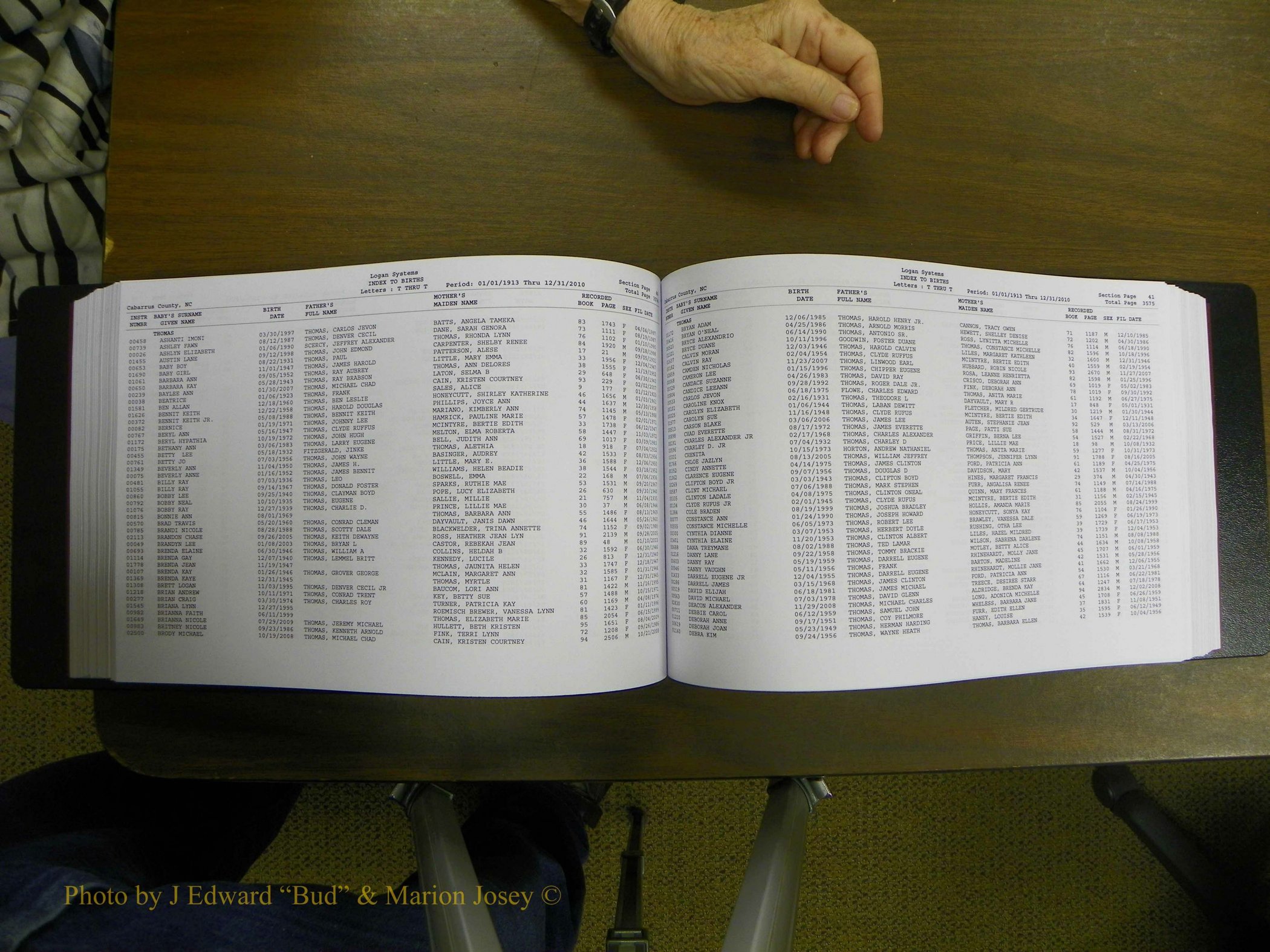 Cabarrus Births Index, S-Z, 1913-2010 221.JPG