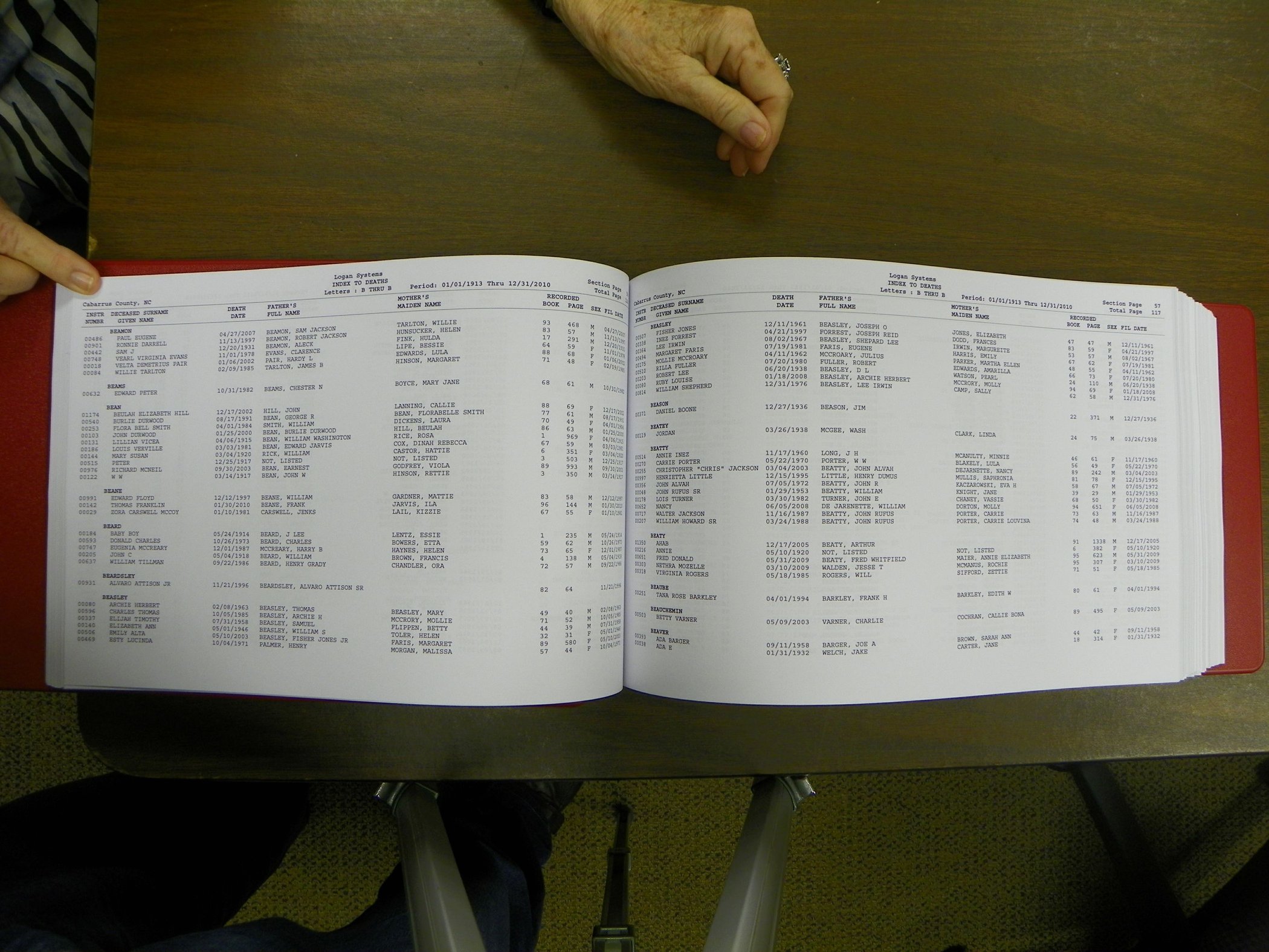 Cabarrus Deaths Index, A-K. 1913-2010 060.JPG