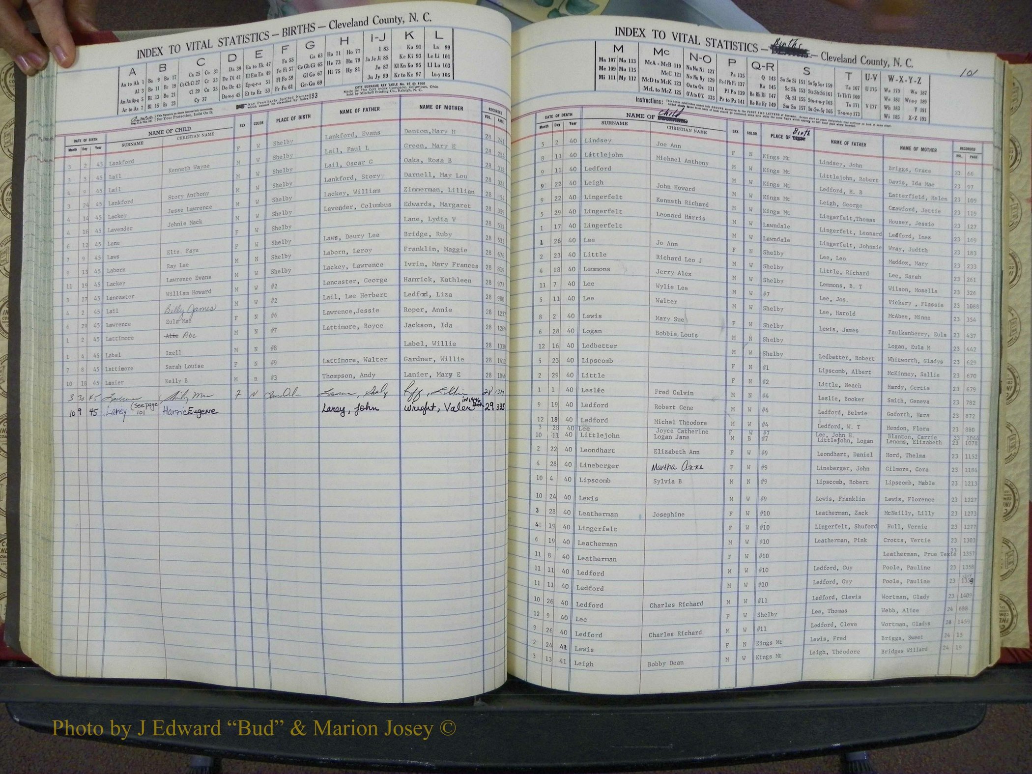 Cleveland Co, NC, Births, A-Z, 1940-1945 (95).JPG