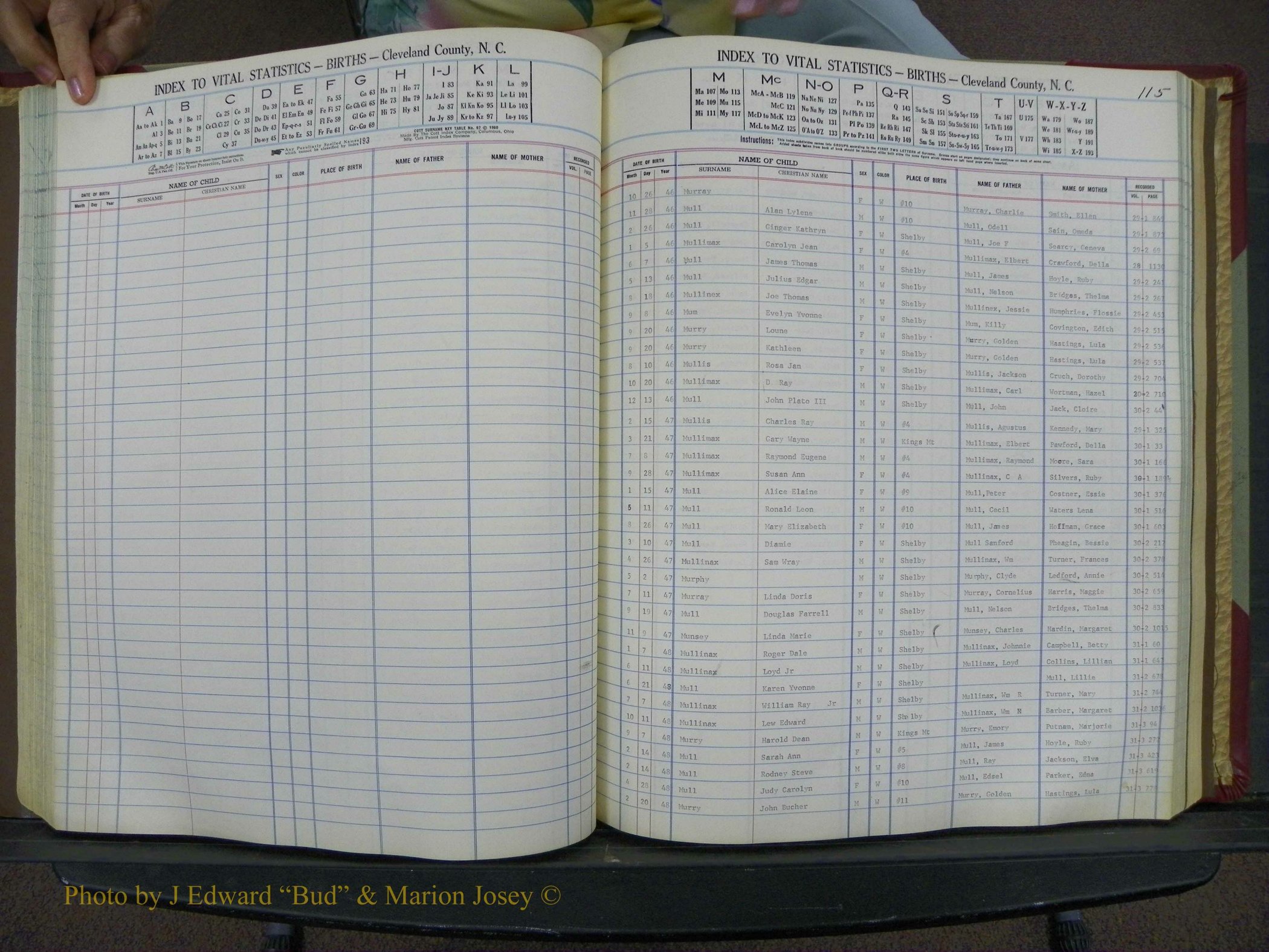 Cleveland Co, NC, Births, A-Z, 1946-1950 (120).JPG