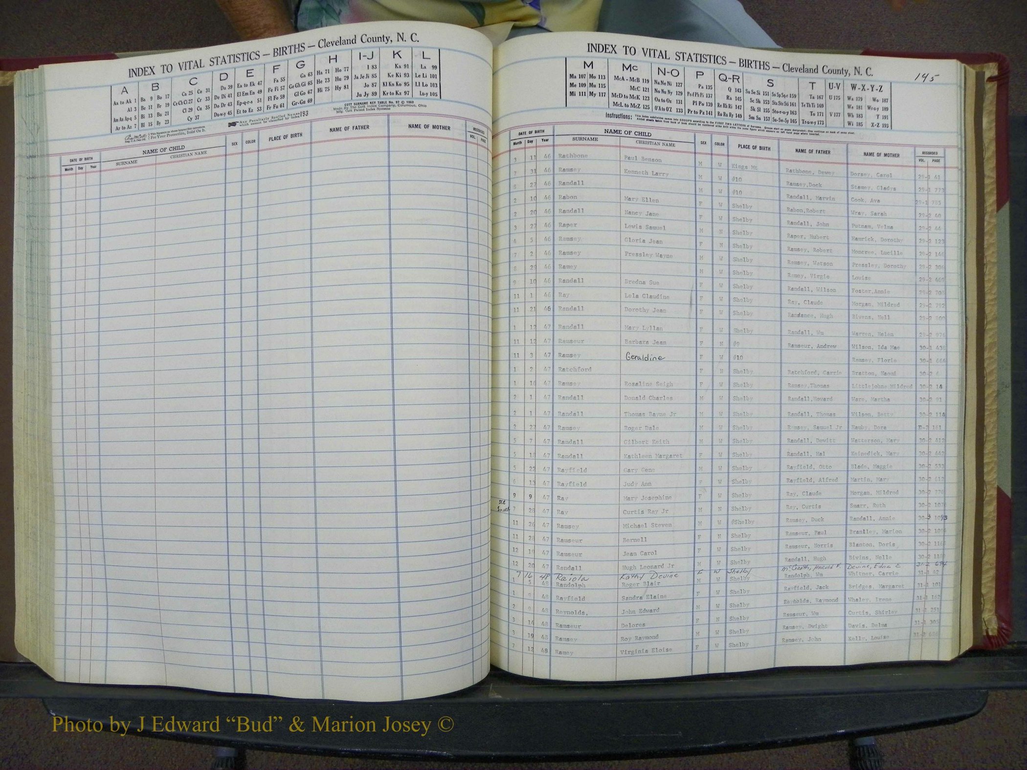 Cleveland Co, NC, Births, A-Z, 1946-1950 (146).JPG