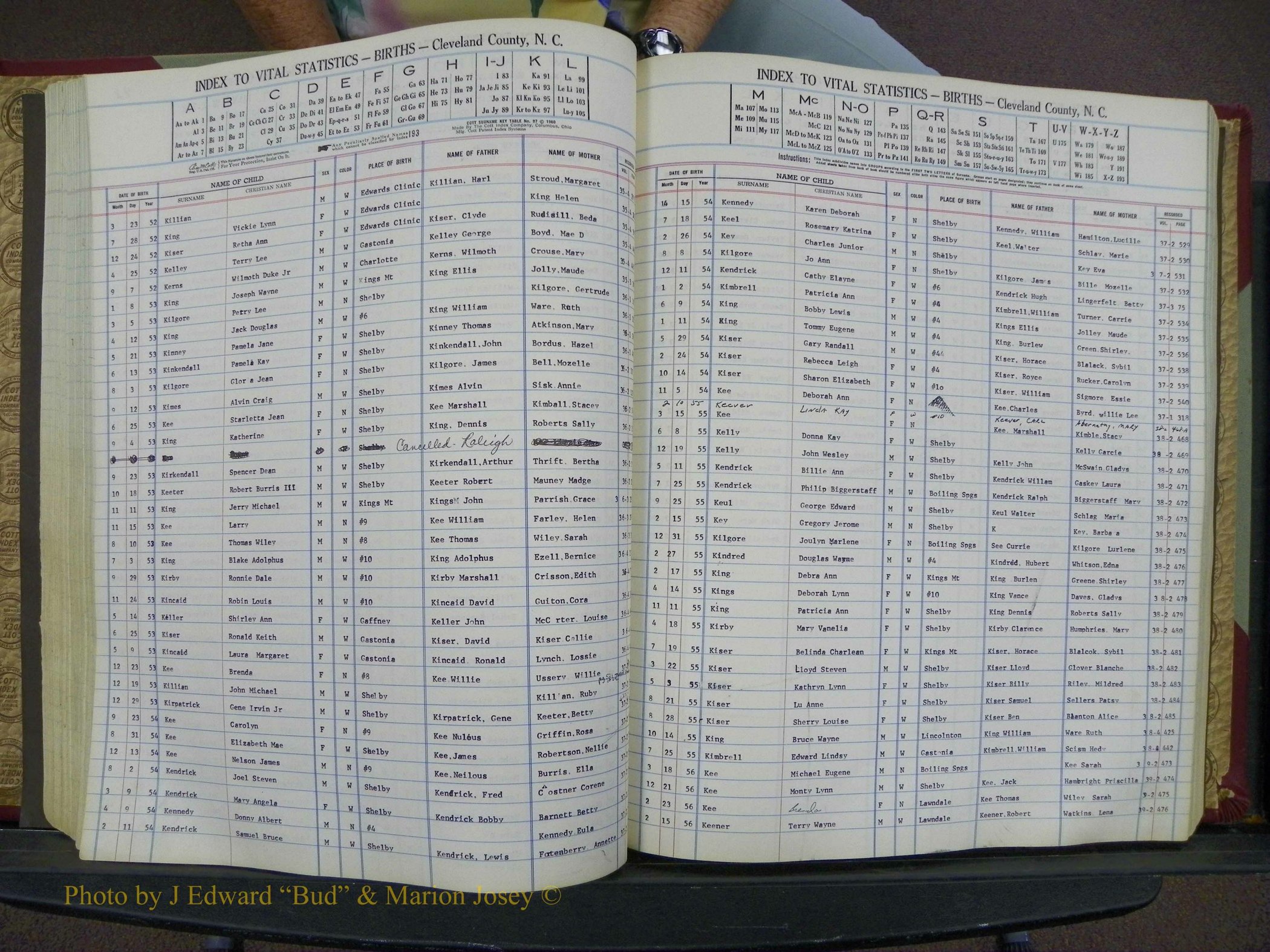 Cleveland Co, NC, Births, A-Z, 1951-1956 (112).JPG