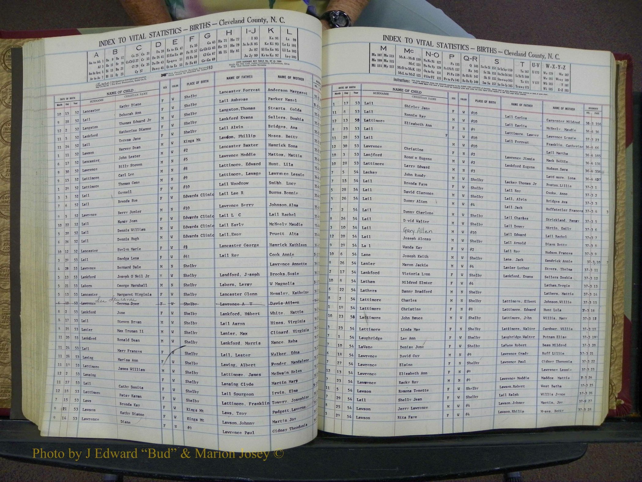 Cleveland Co, NC, Births, A-Z, 1951-1956 (115).JPG