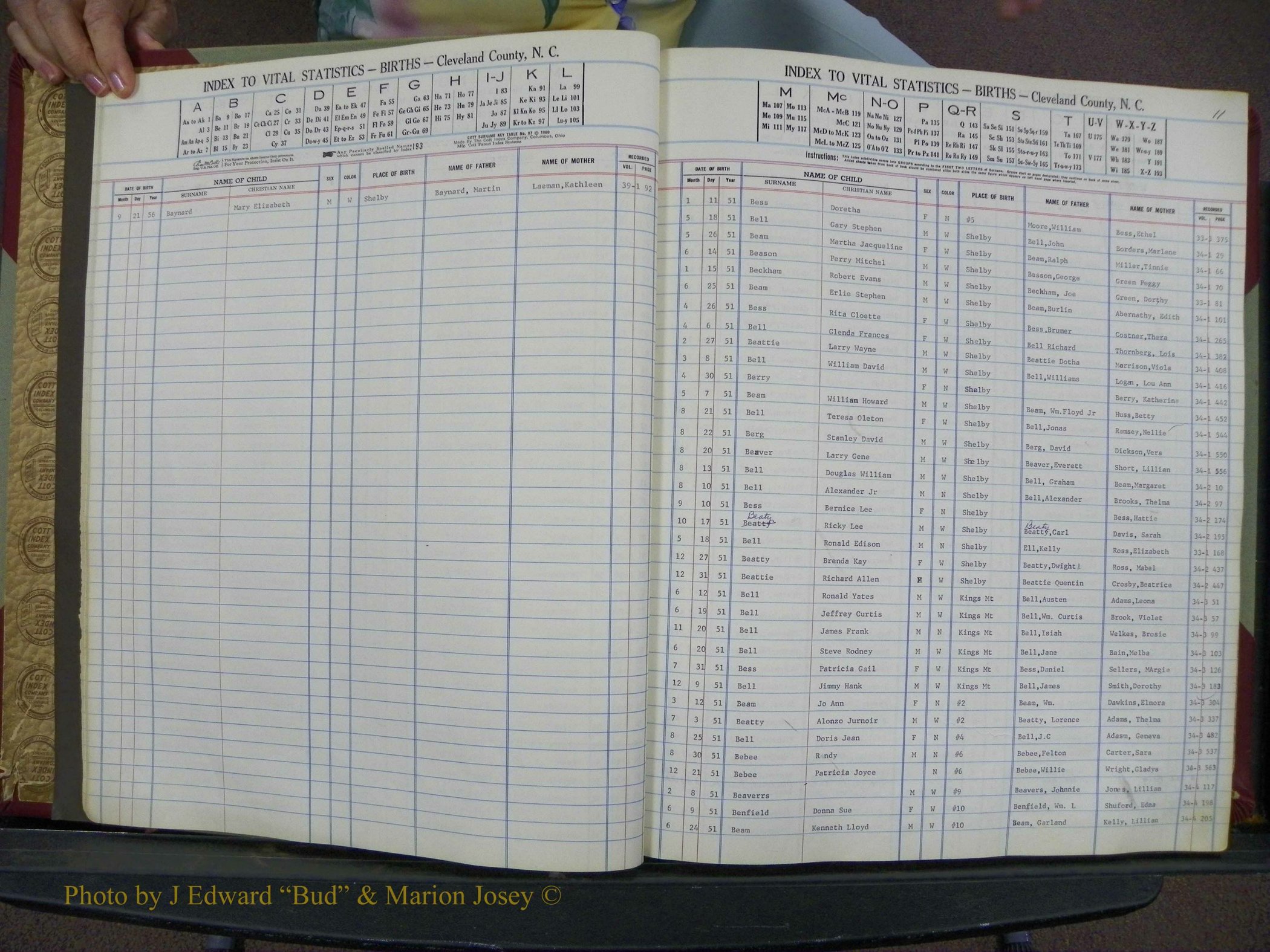 Cleveland Co, NC, Births, A-Z, 1951-1956 (12).JPG