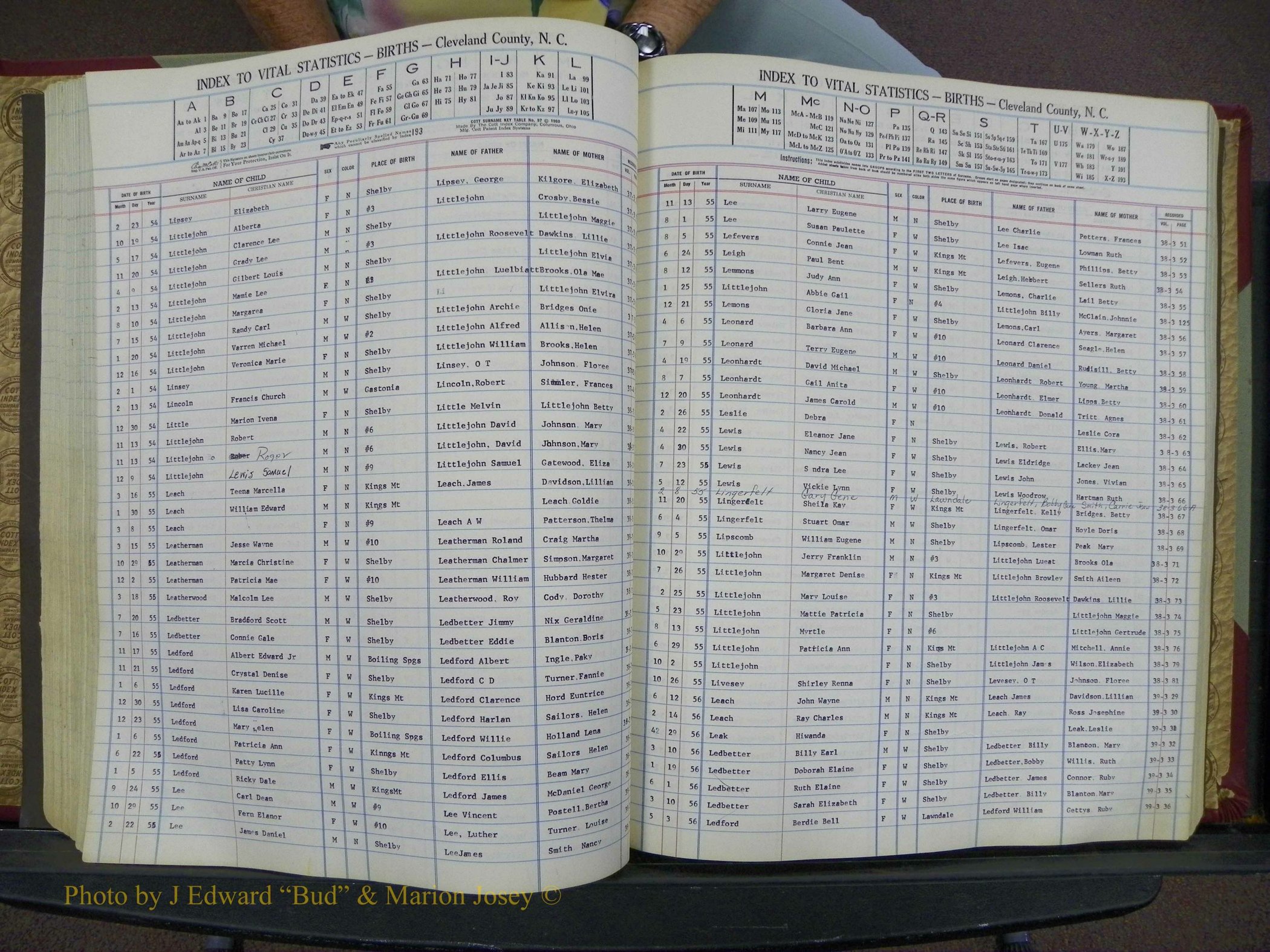 Cleveland Co, NC, Births, A-Z, 1951-1956 (120).JPG