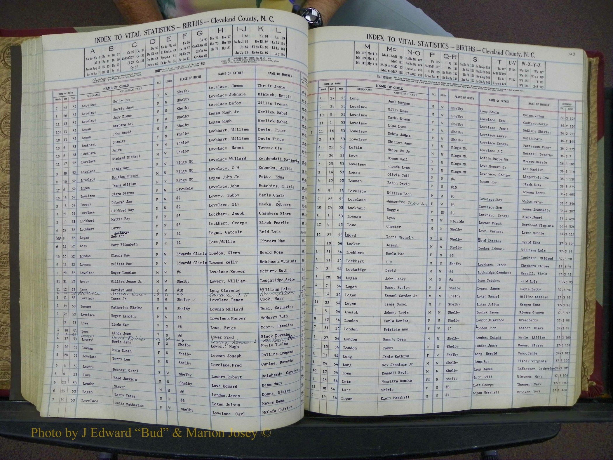 Cleveland Co, NC, Births, A-Z, 1951-1956 (121).JPG