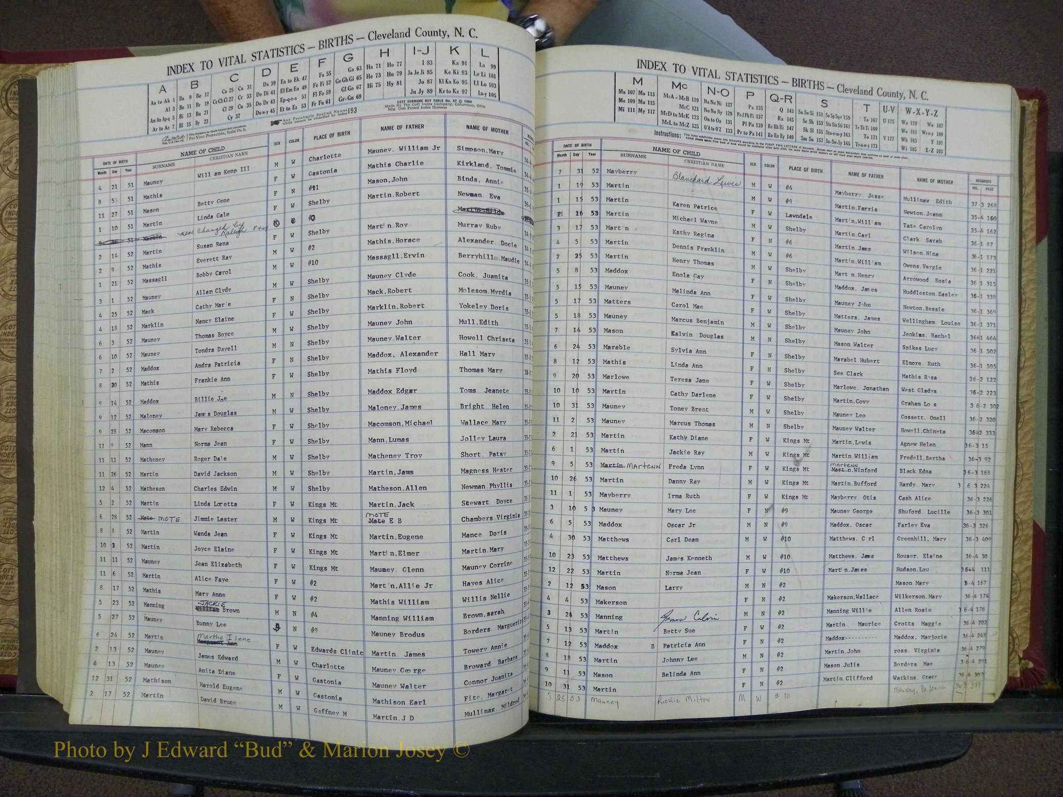 Cleveland Co, NC, Births, A-Z, 1951-1956 (125).JPG
