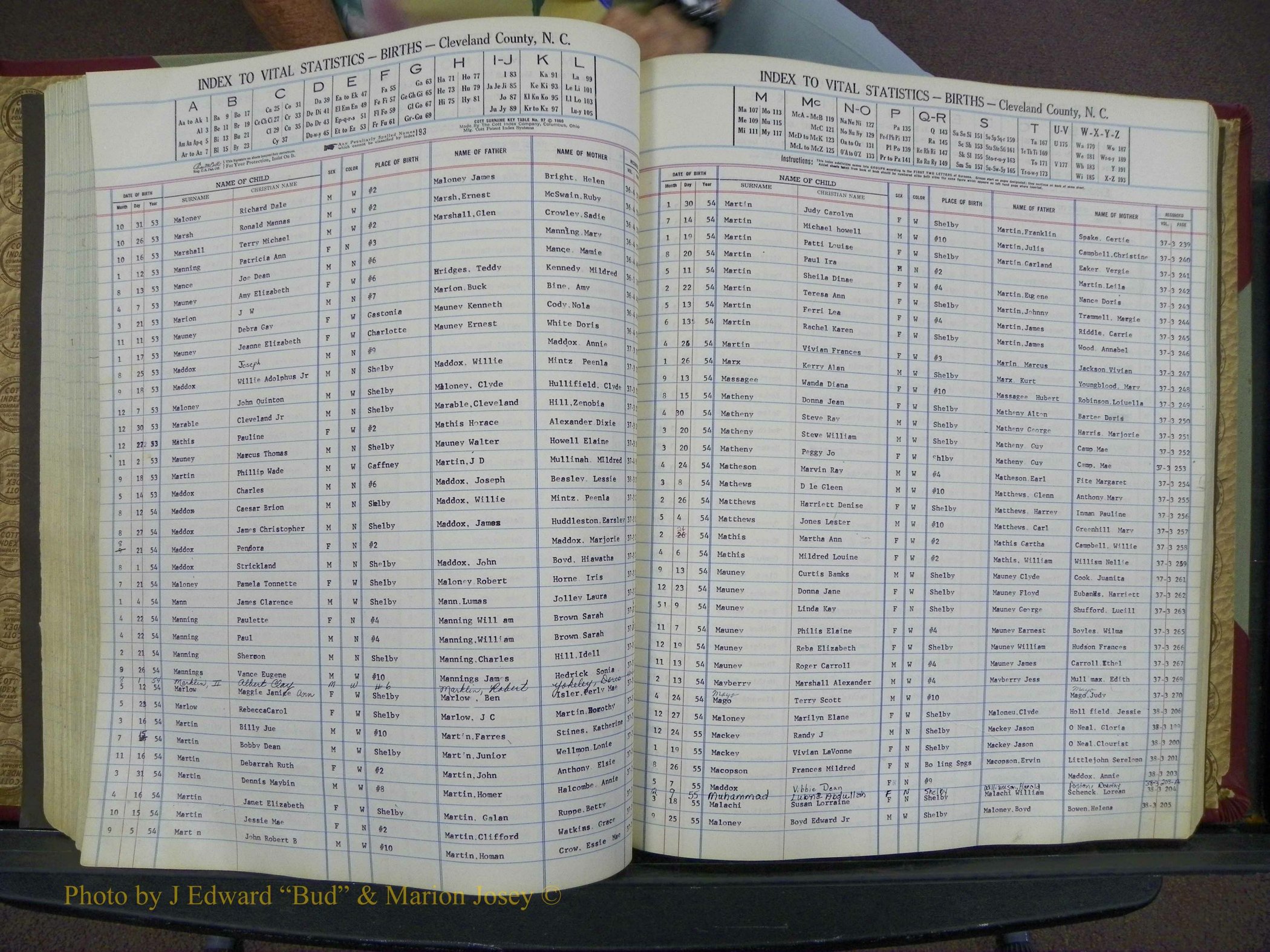 Cleveland Co, NC, Births, A-Z, 1951-1956 (127).JPG