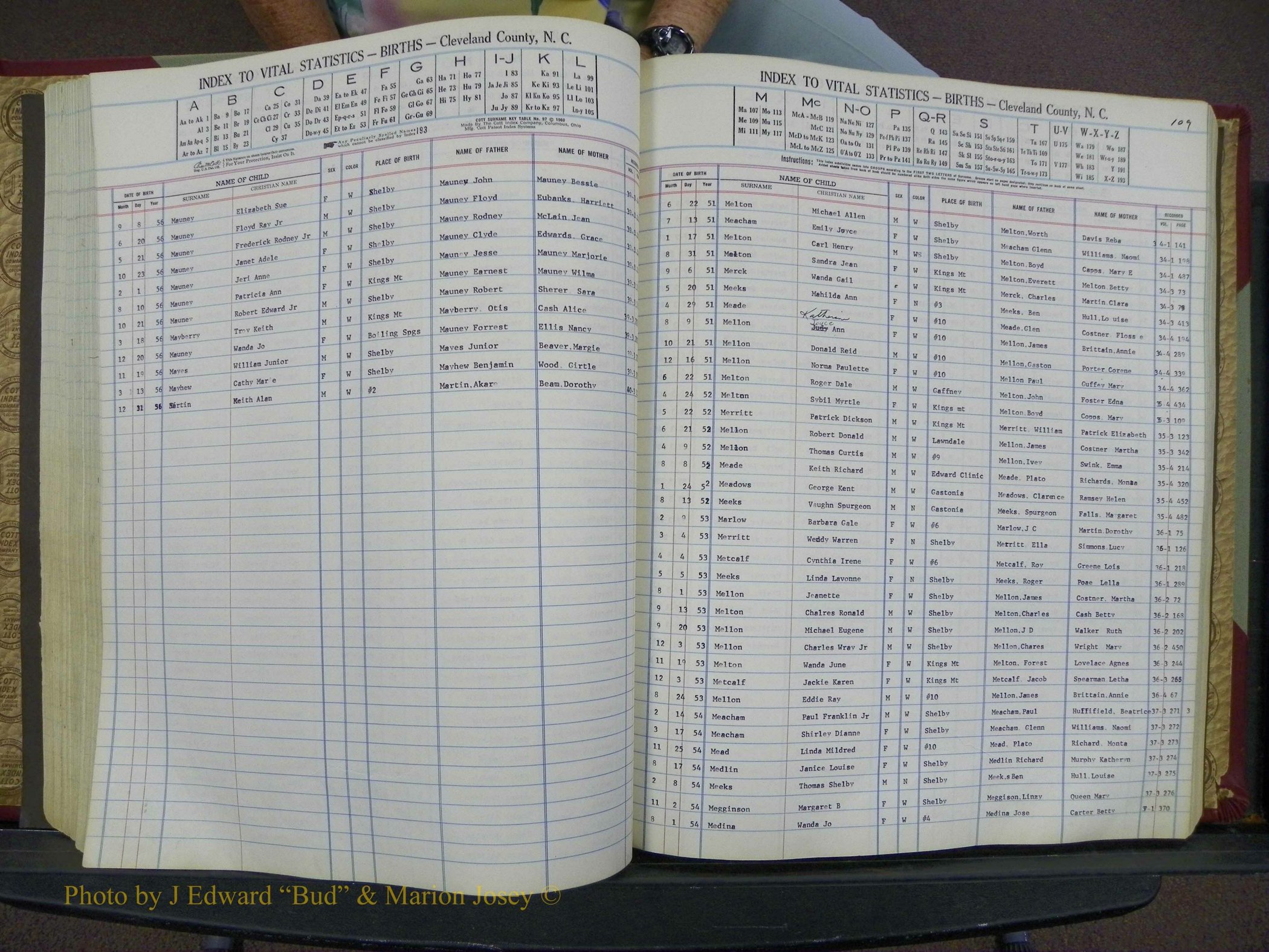 Cleveland Co, NC, Births, A-Z, 1951-1956 (129).JPG