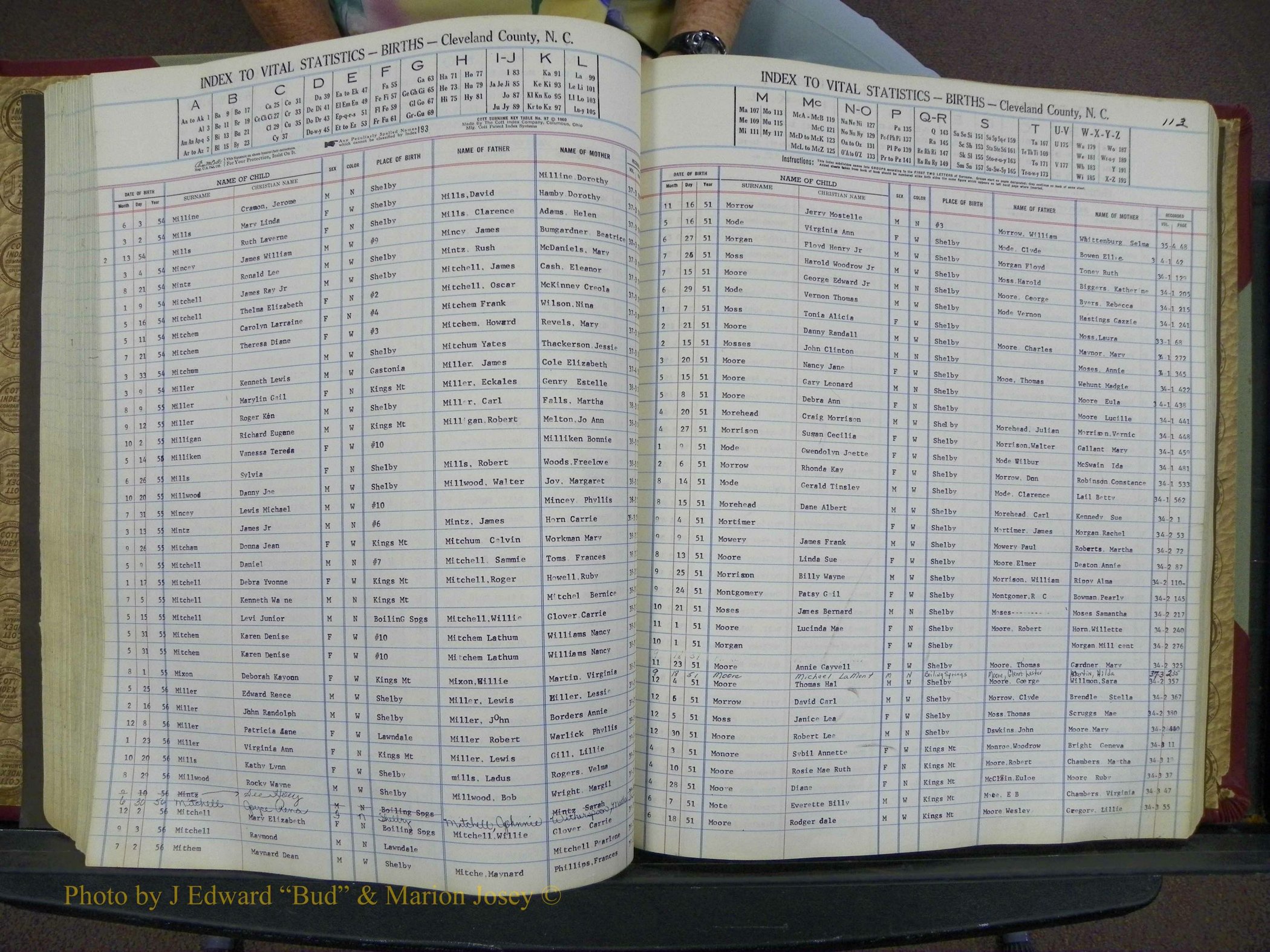 Cleveland Co, NC, Births, A-Z, 1951-1956 (131).JPG