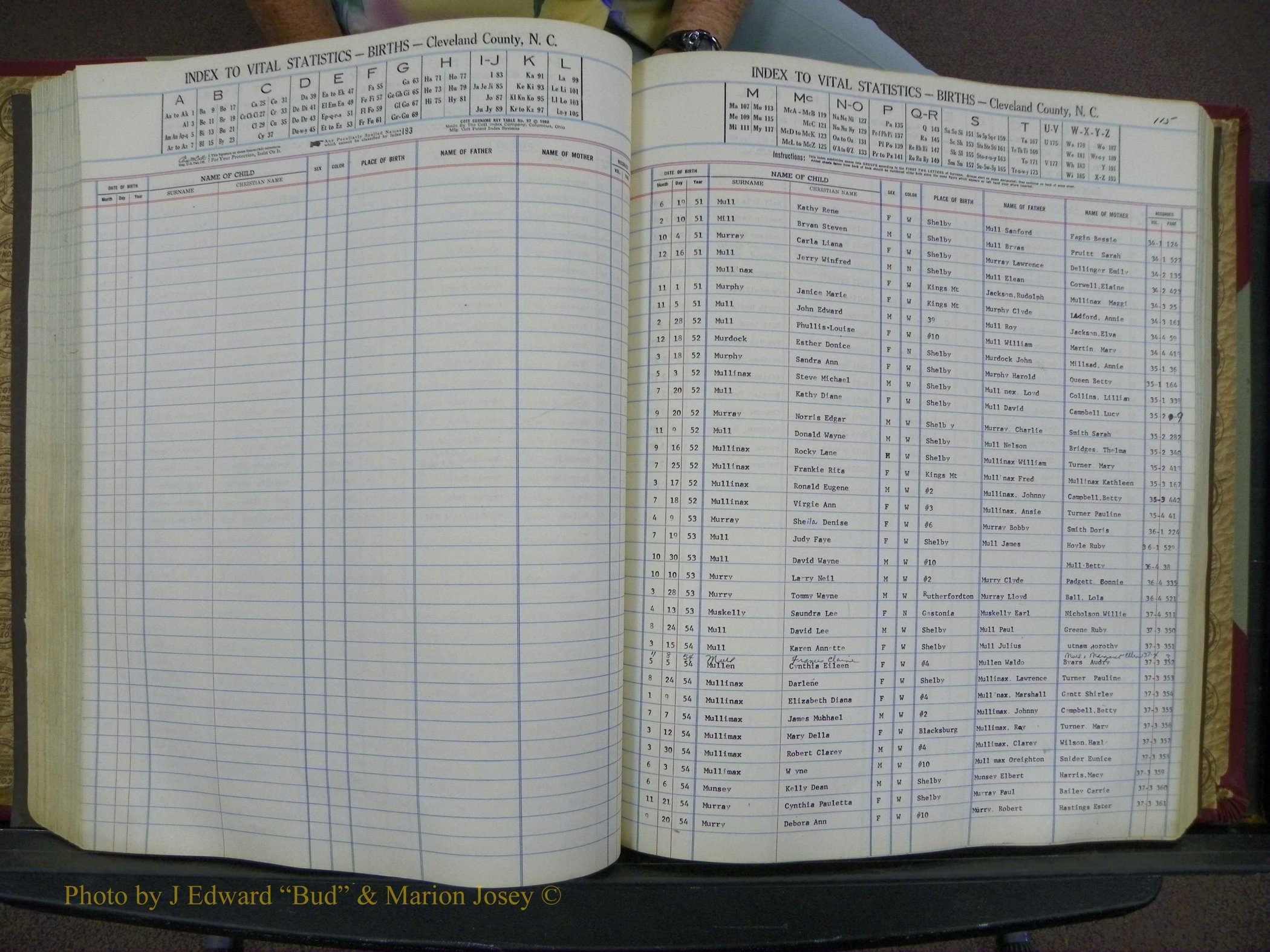 Cleveland Co, NC, Births, A-Z, 1951-1956 (136).JPG