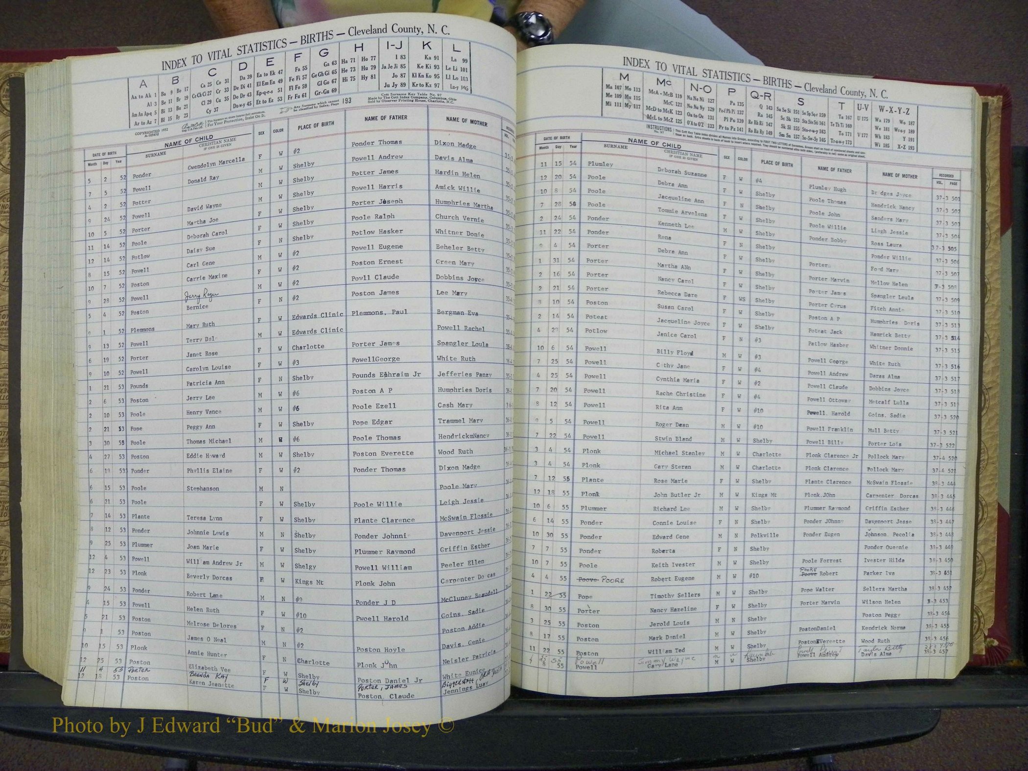 Cleveland Co, NC, Births, A-Z, 1951-1956 (162).JPG